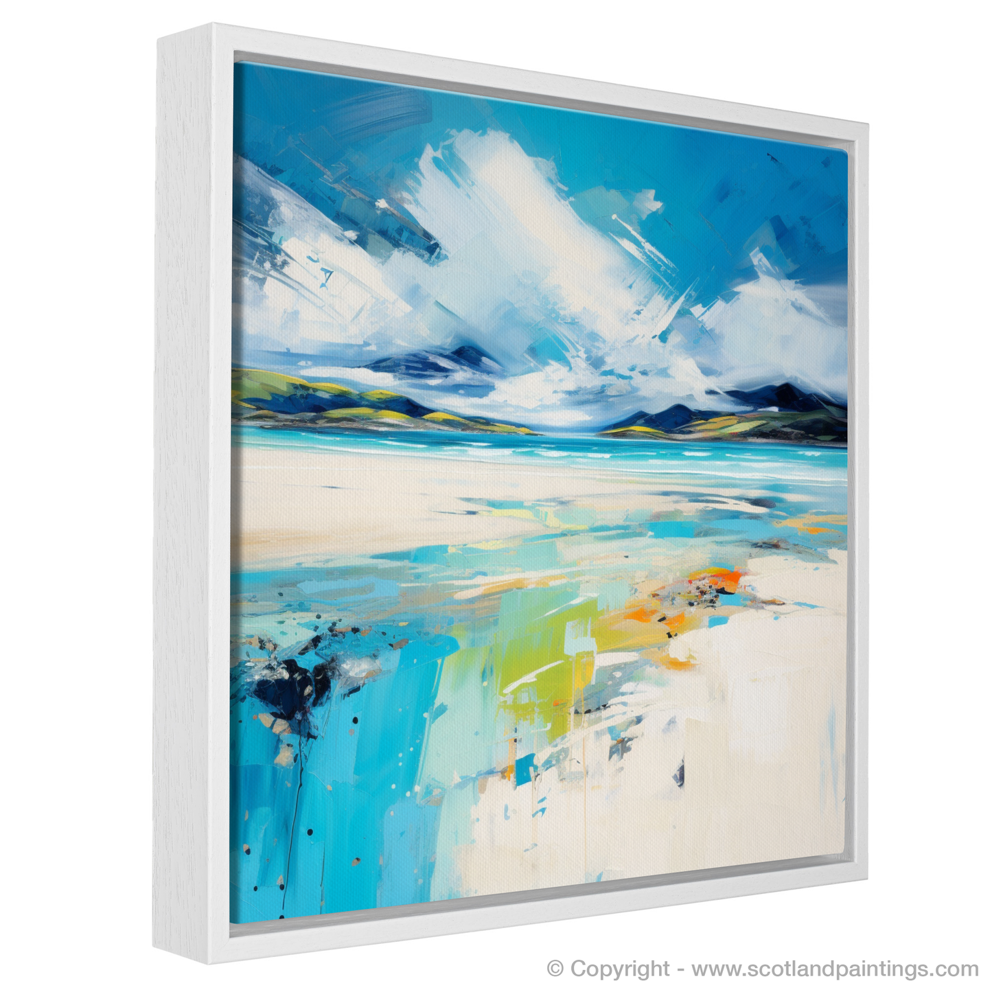 Painting and Art Print of Luskentyre Beach, Isle of Harris entitled "Luskentyre Beach Bliss: An Expressionist Ode to Scottish Shores".