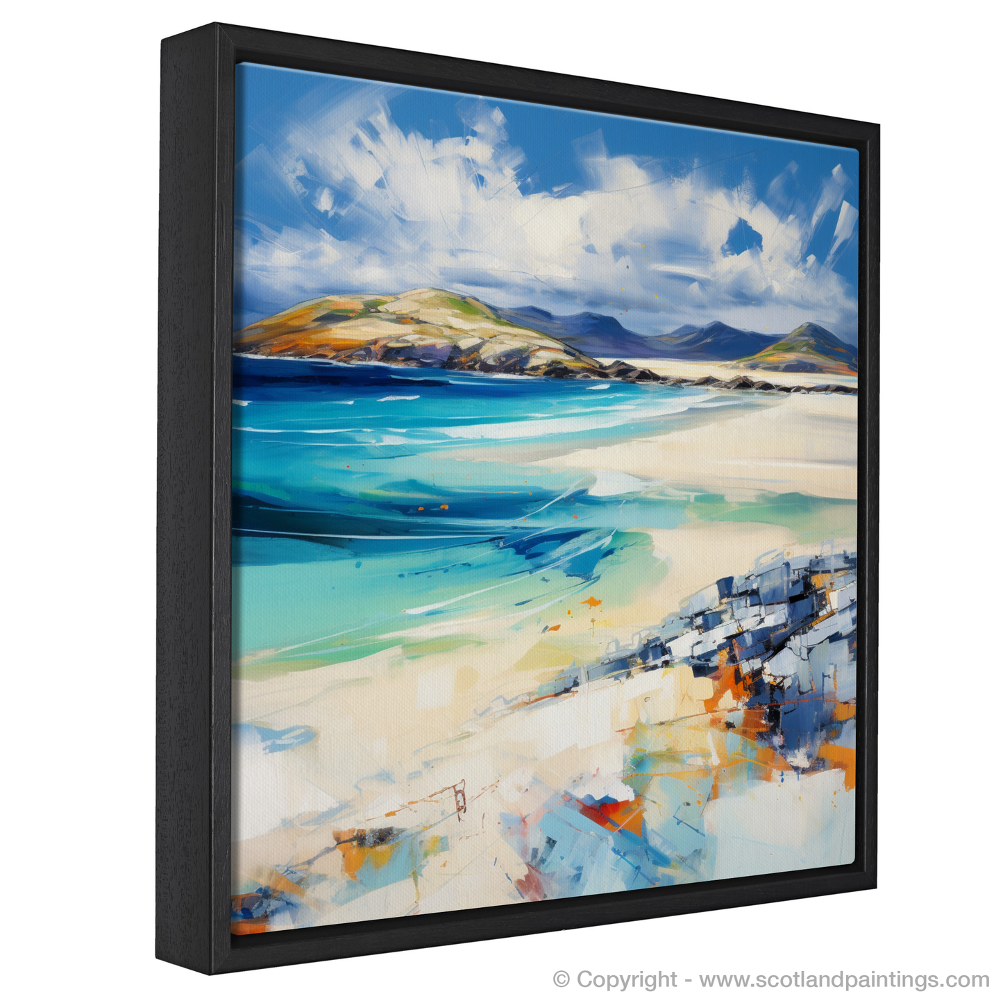 Painting and Art Print of Luskentyre Beach, Isle of Harris entitled "Luskentyre Beach Unleashed: An Expressionist Ode to Hebridean Splendour".
