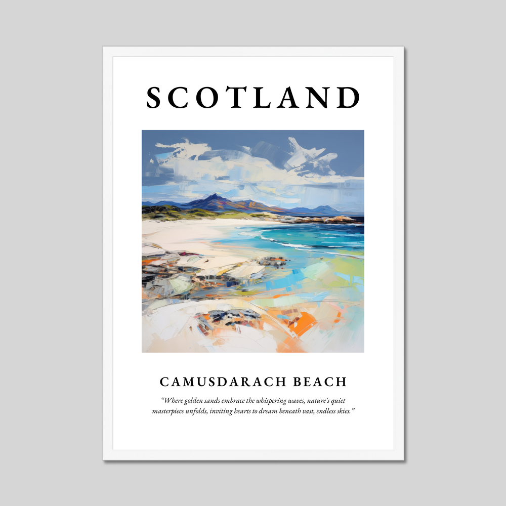 Poster in a white frame with the word Scotland