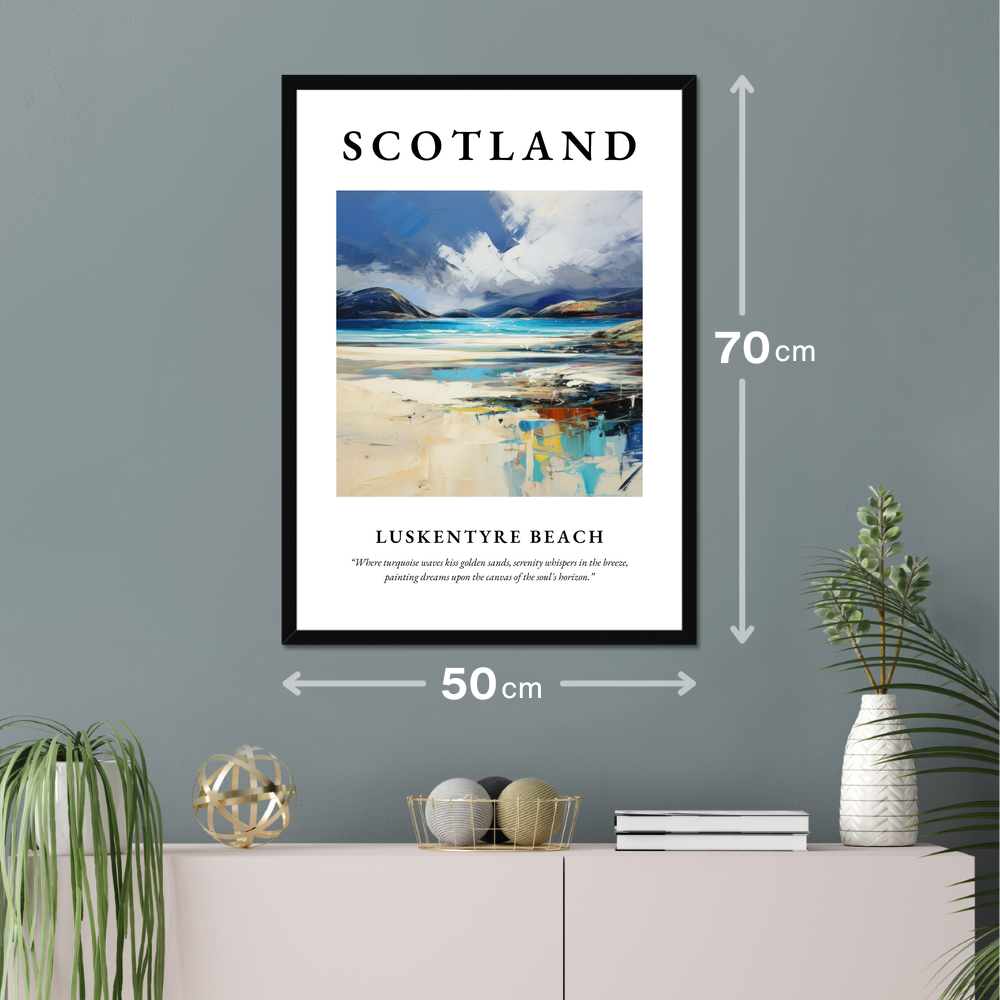Poster of Luskentyre Beach hanging on a wall