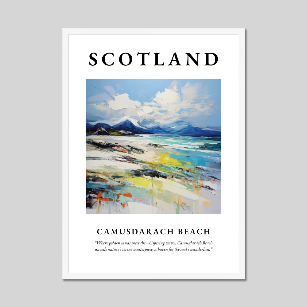 Poster in a white frame with the word Scotland