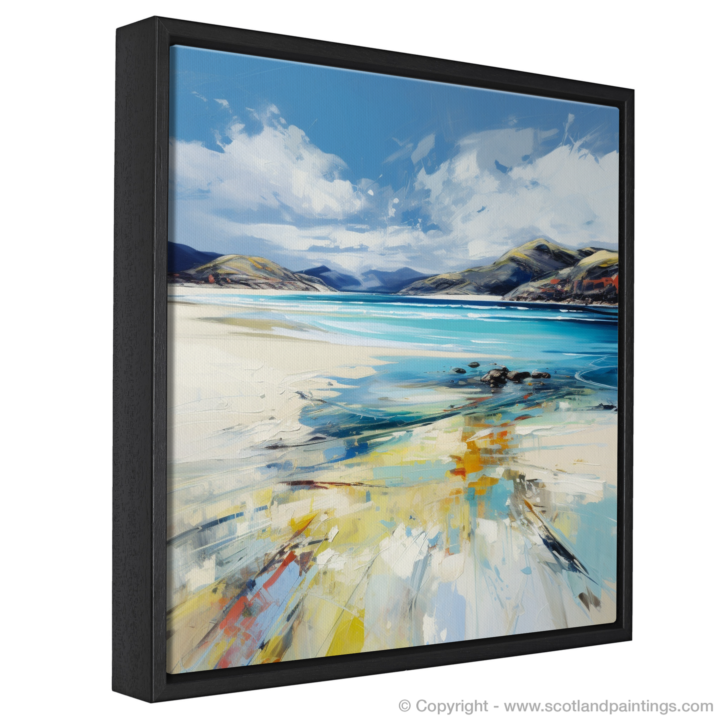 Painting and Art Print of Luskentyre Beach, Isle of Harris entitled "Luskentyre Beach: An Expressionist Ode to Scottish Shores".