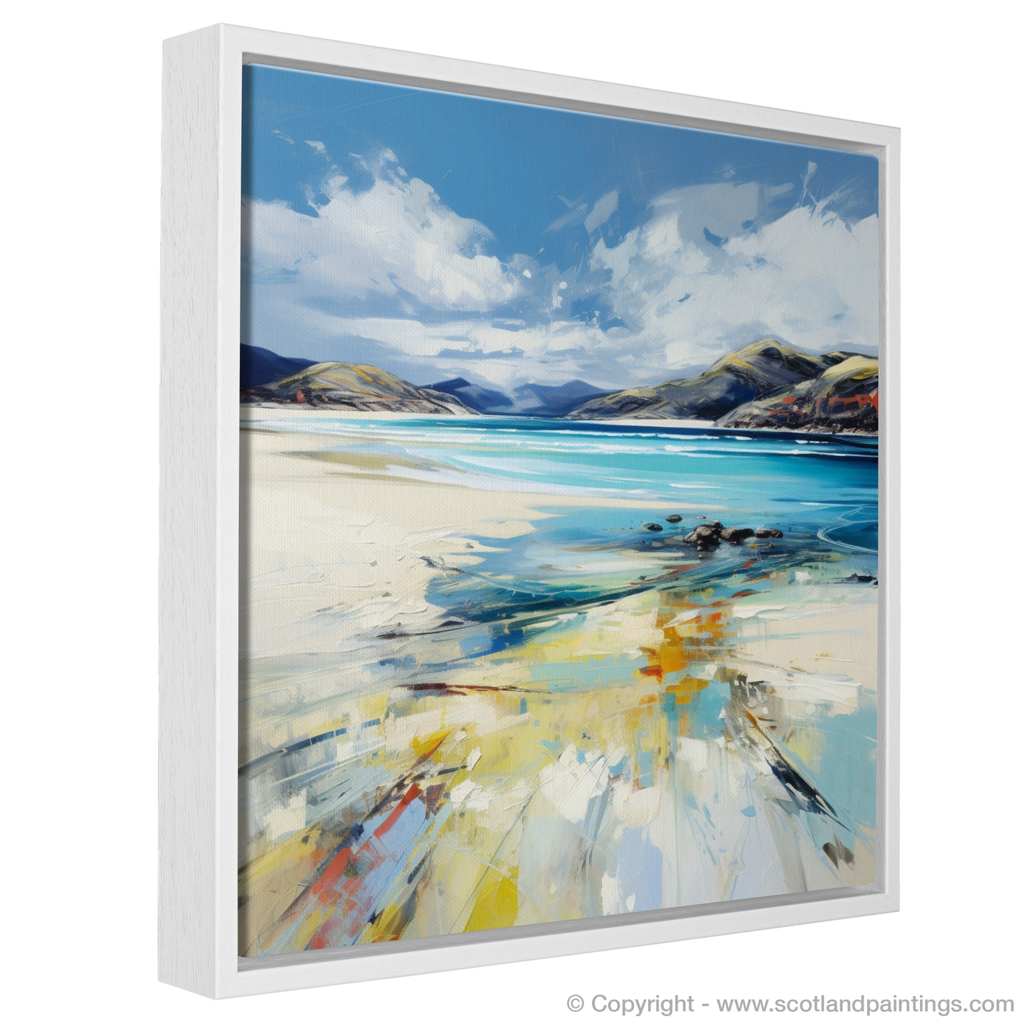 Painting and Art Print of Luskentyre Beach, Isle of Harris entitled "Luskentyre Beach: An Expressionist Ode to Scottish Shores".