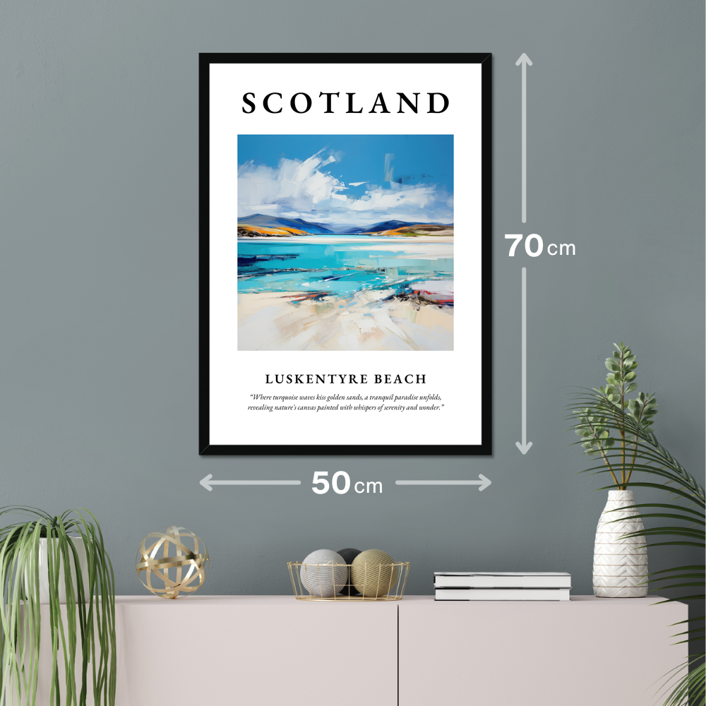 Poster of Luskentyre Beach hanging on a wall