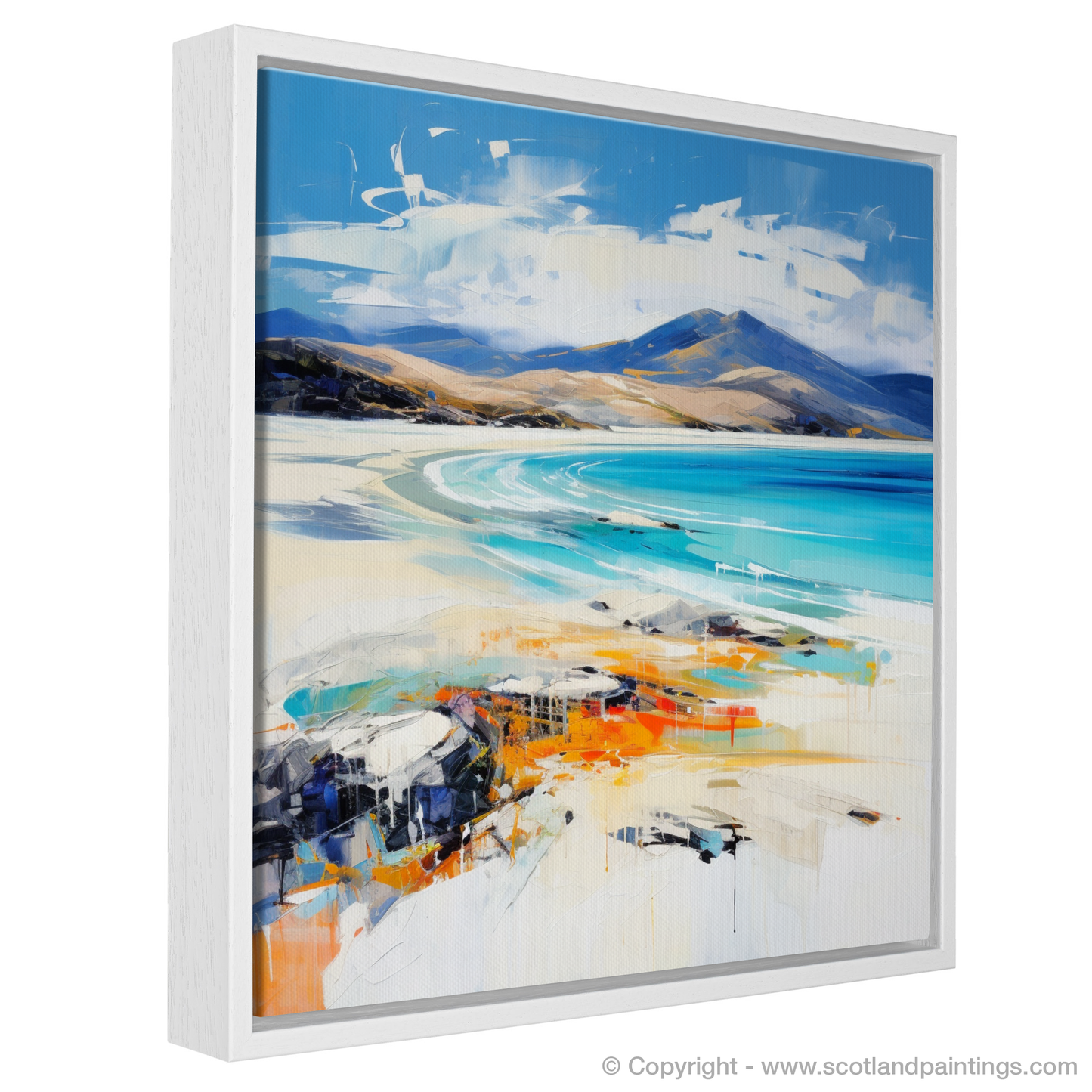 Painting and Art Print of Luskentyre Beach, Isle of Harris entitled "Luskentyre Beach: An Expressionist Ode to Scotland's Seascape".