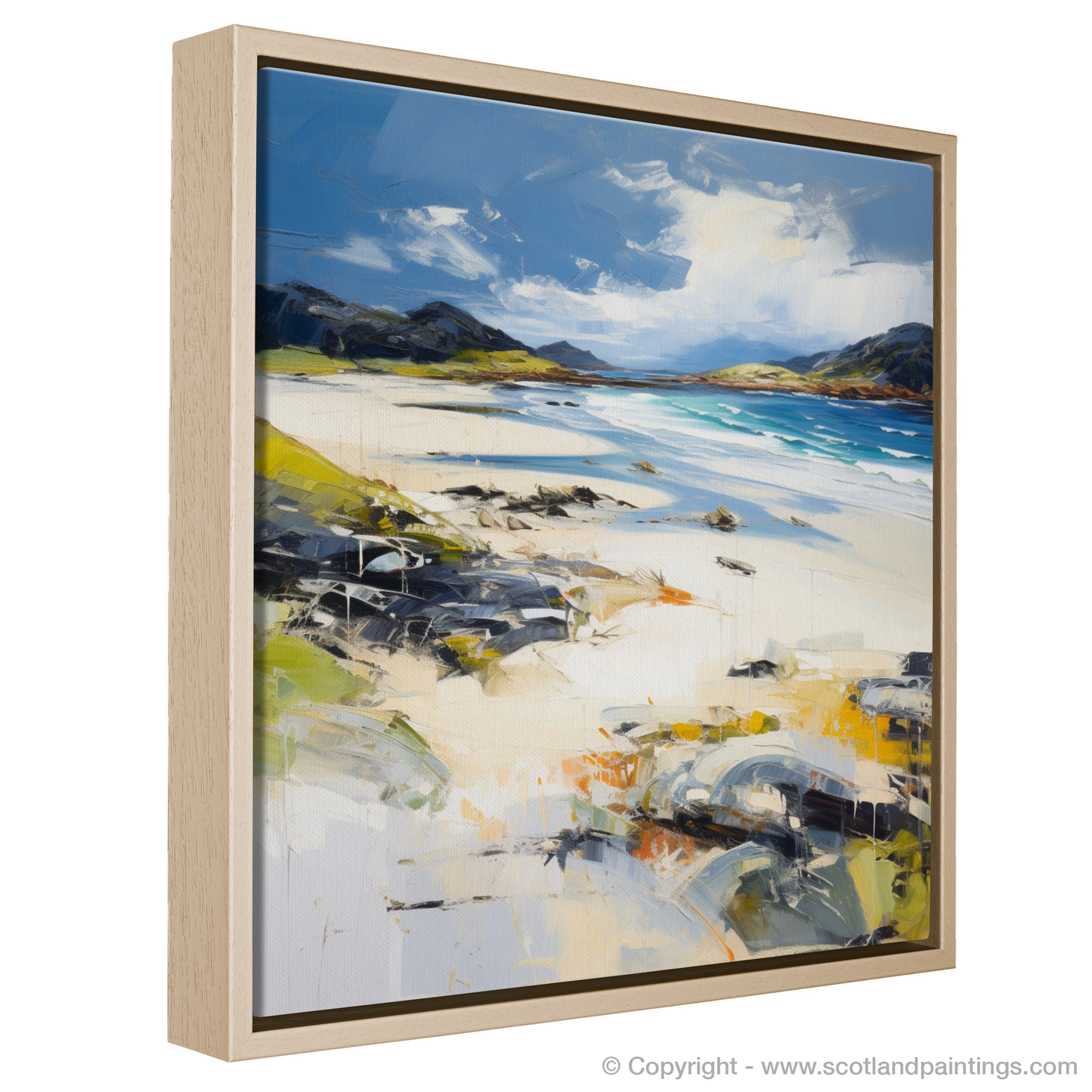 Painting and Art Print of Camusdarach Beach, Arisaig entitled "Expression of Camusdarach Beach: An Untamed Scottish Elegance".