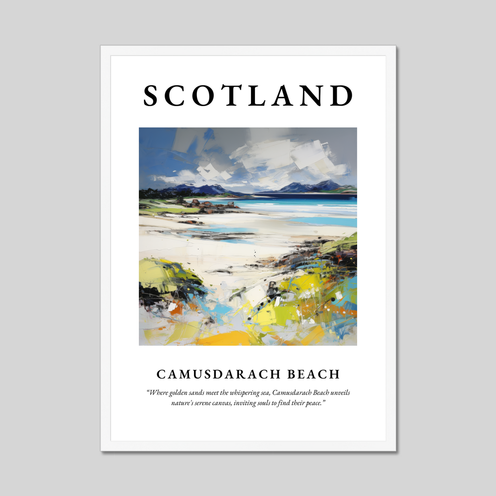 Poster in a white frame with the word Scotland