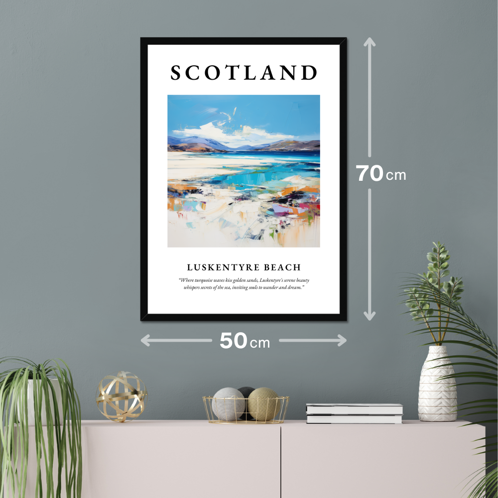 Poster of Luskentyre Beach hanging on a wall