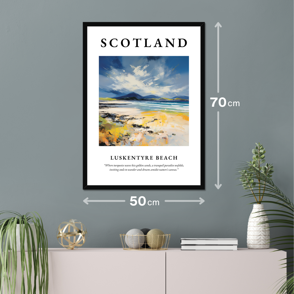 Poster of Luskentyre Beach hanging on a wall