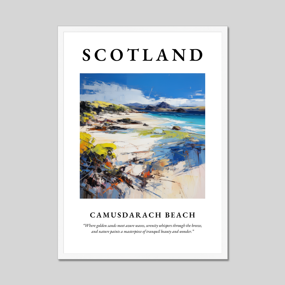 Poster in a white frame with the word Scotland