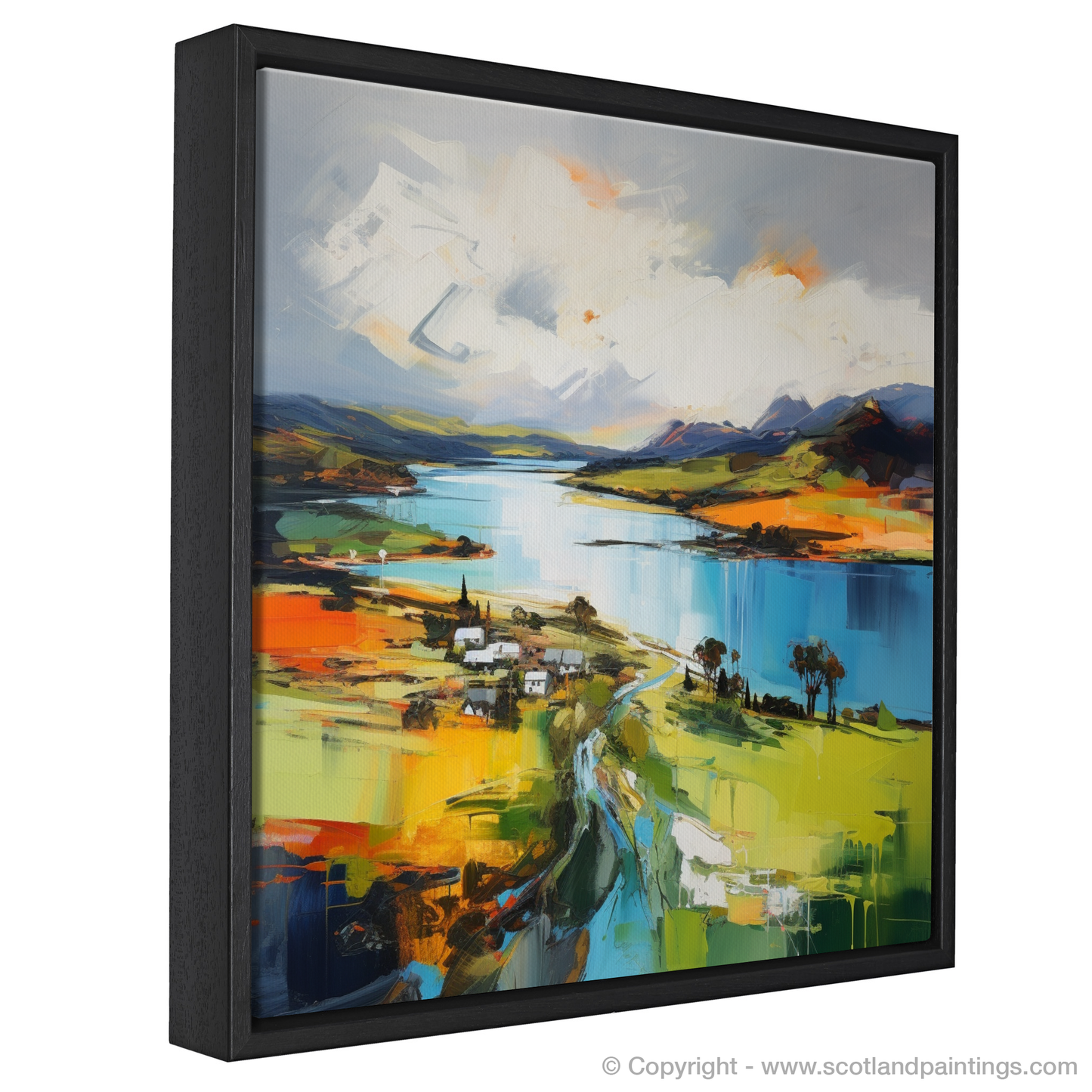 Painting and Art Print of Loch Leven, Perth and Kinross entitled "Loch Leven Rhapsody in Expressionist Hues".