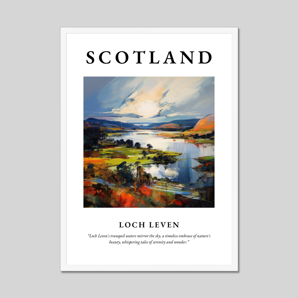 Poster in a white frame with the word Scotland