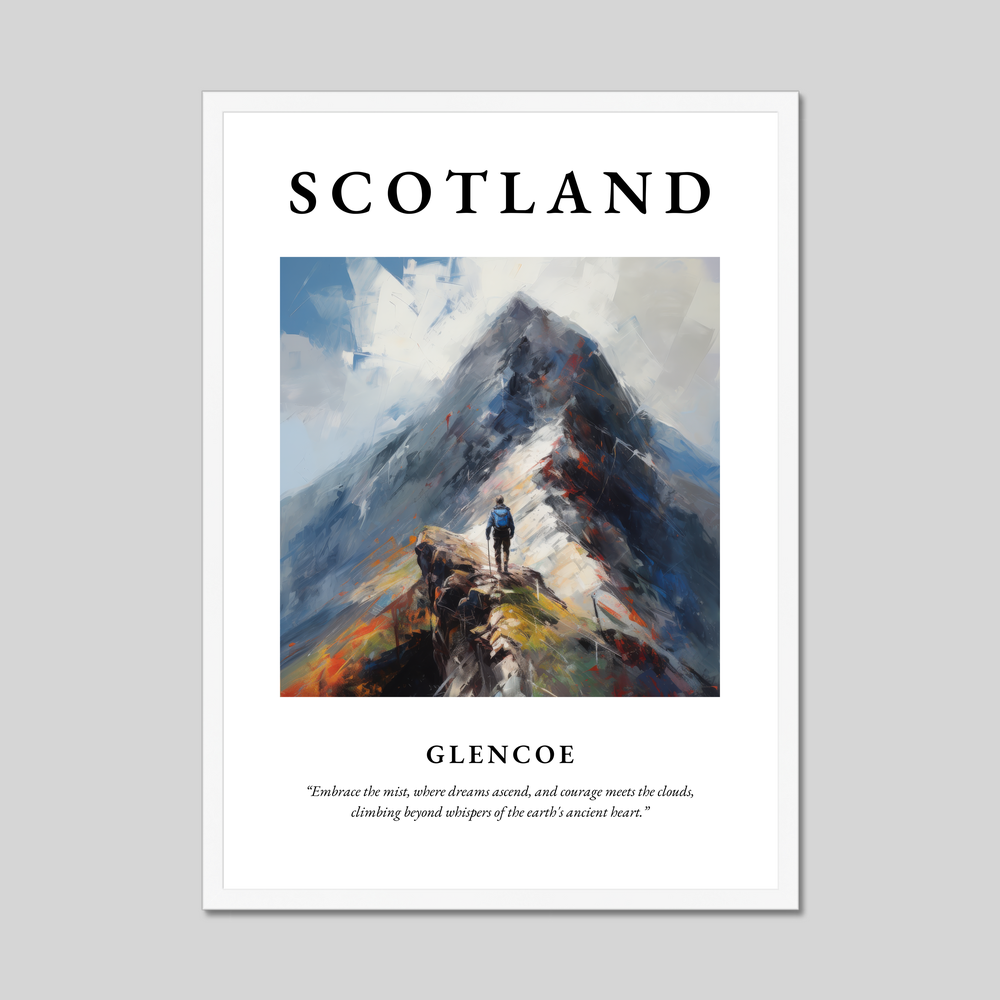 Poster in a white frame with the word Scotland