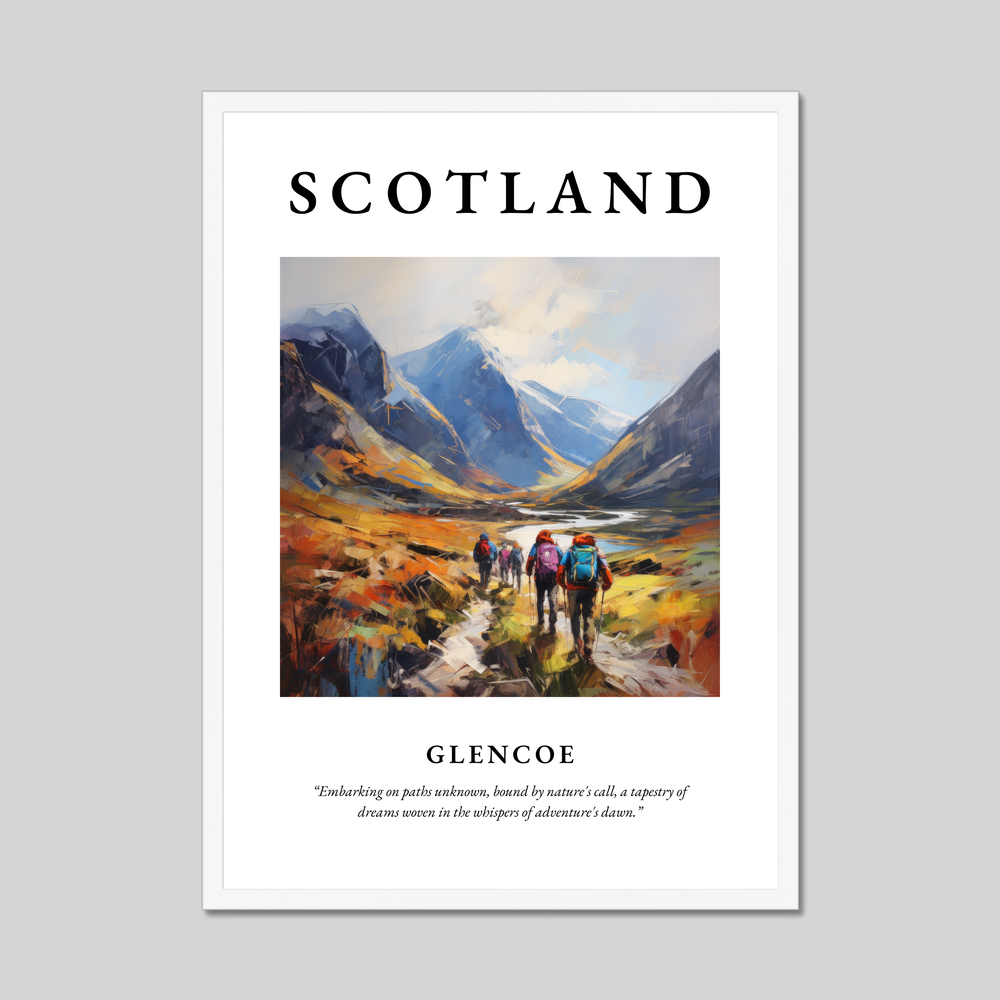 Poster in a white frame with the word Scotland