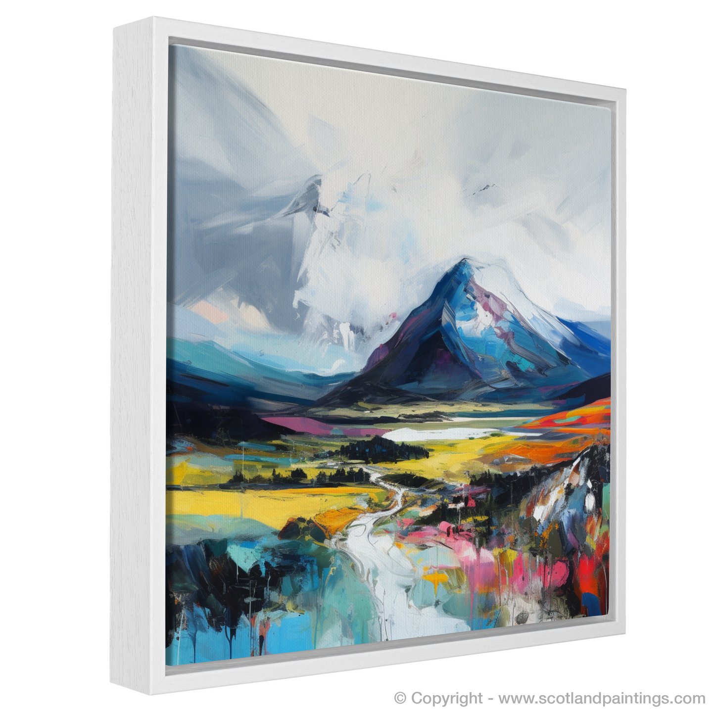 Painting and Art Print of Geal-chàrn (Drumochter) entitled "Mystic Summit: An Expressionist Journey through Geal-chàrn".