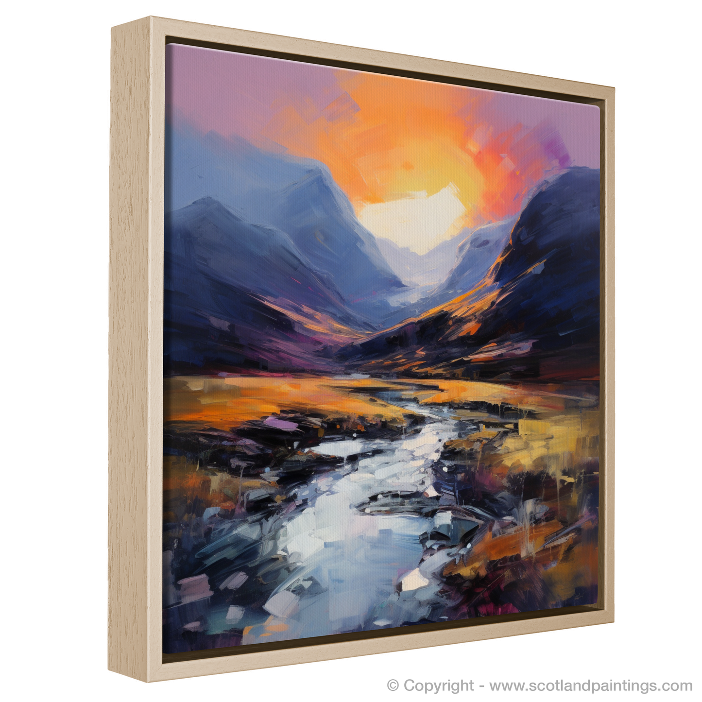 Painting and Art Print of Soft twilight on slopes in Glencoe entitled "Twilight Serenade on Glencoe Slopes".