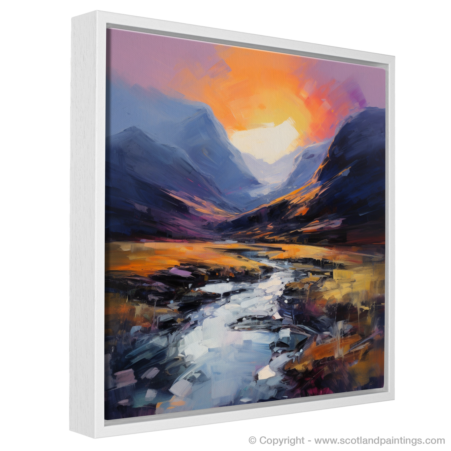 Painting and Art Print of Soft twilight on slopes in Glencoe entitled "Twilight Serenade on Glencoe Slopes".