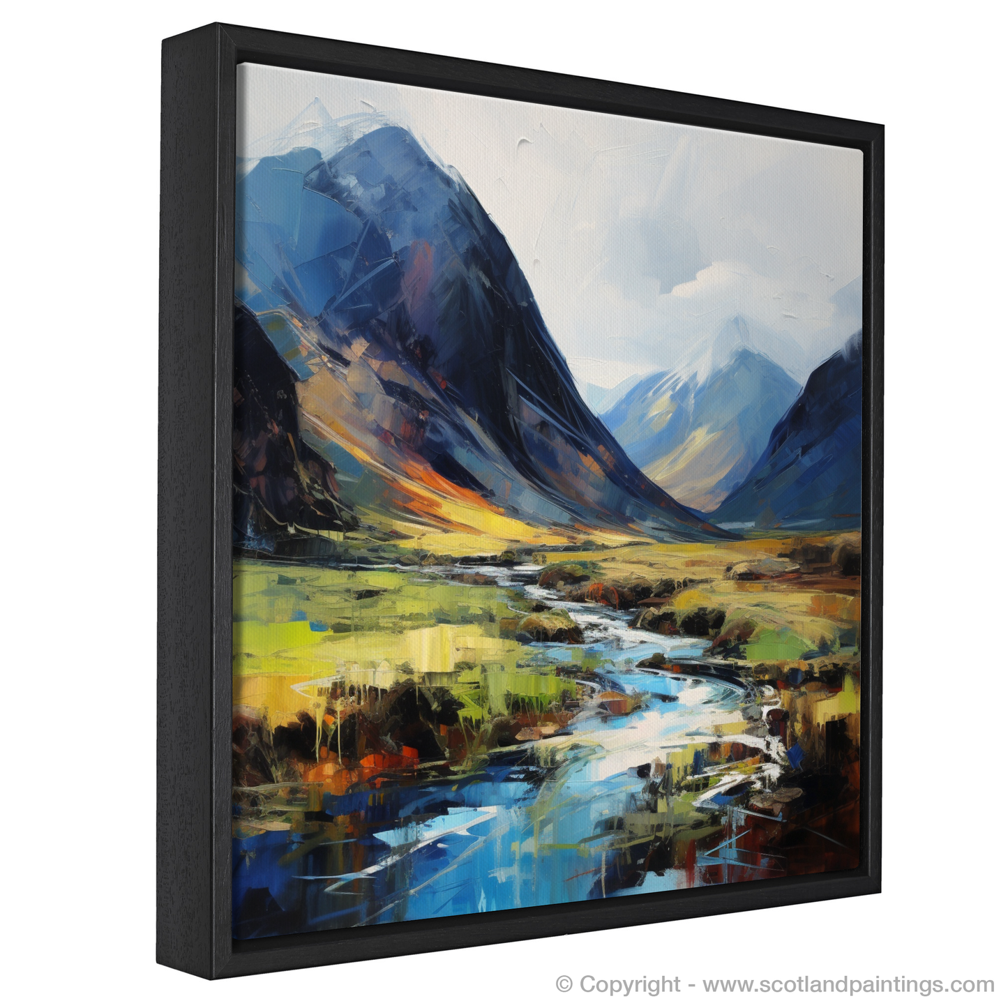 Painting and Art Print of Glen Coe, Highlands. Highland Majesty: An Expressionist Journey through Glen Coe.