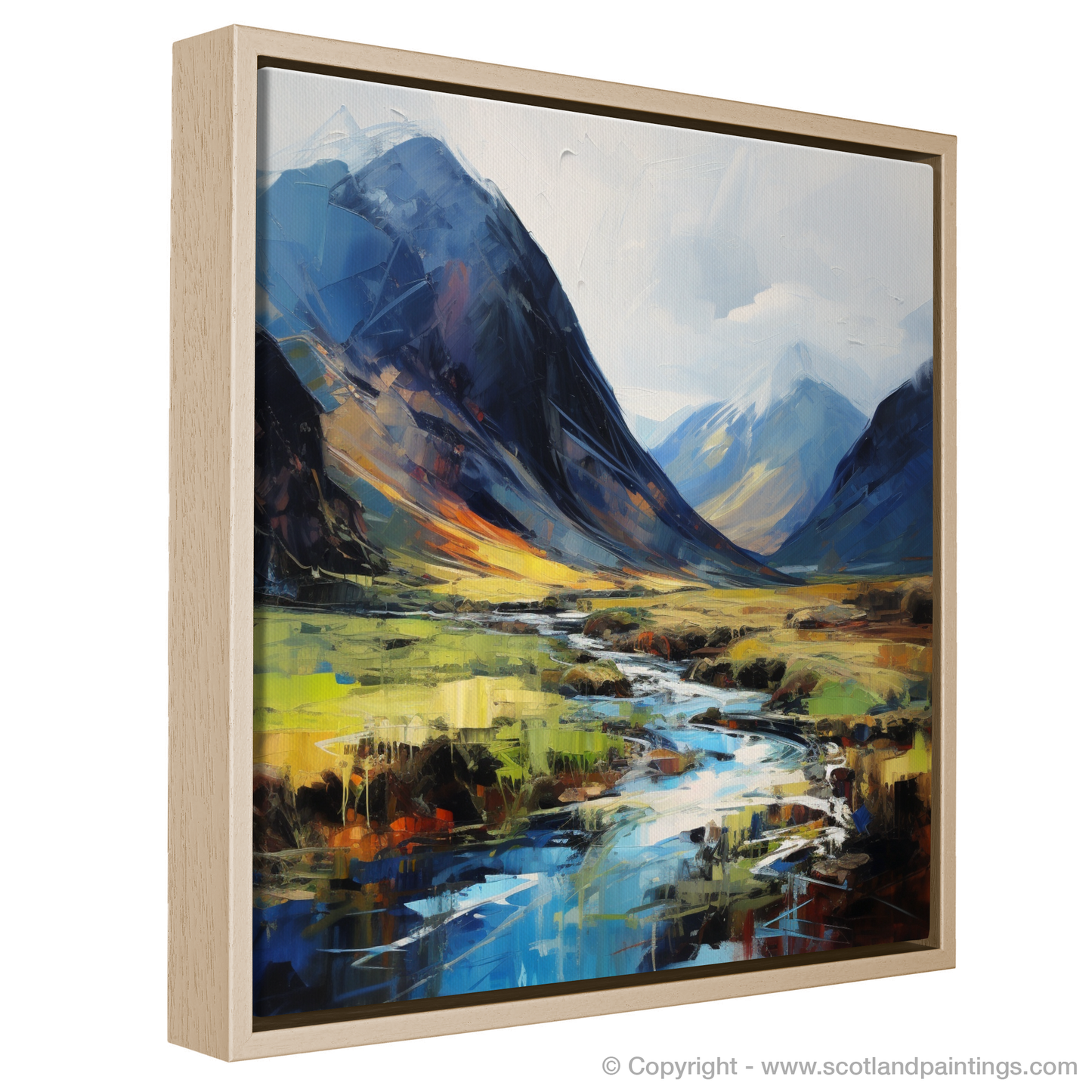 Painting and Art Print of Glen Coe, Highlands. Highland Majesty: An Expressionist Journey through Glen Coe.