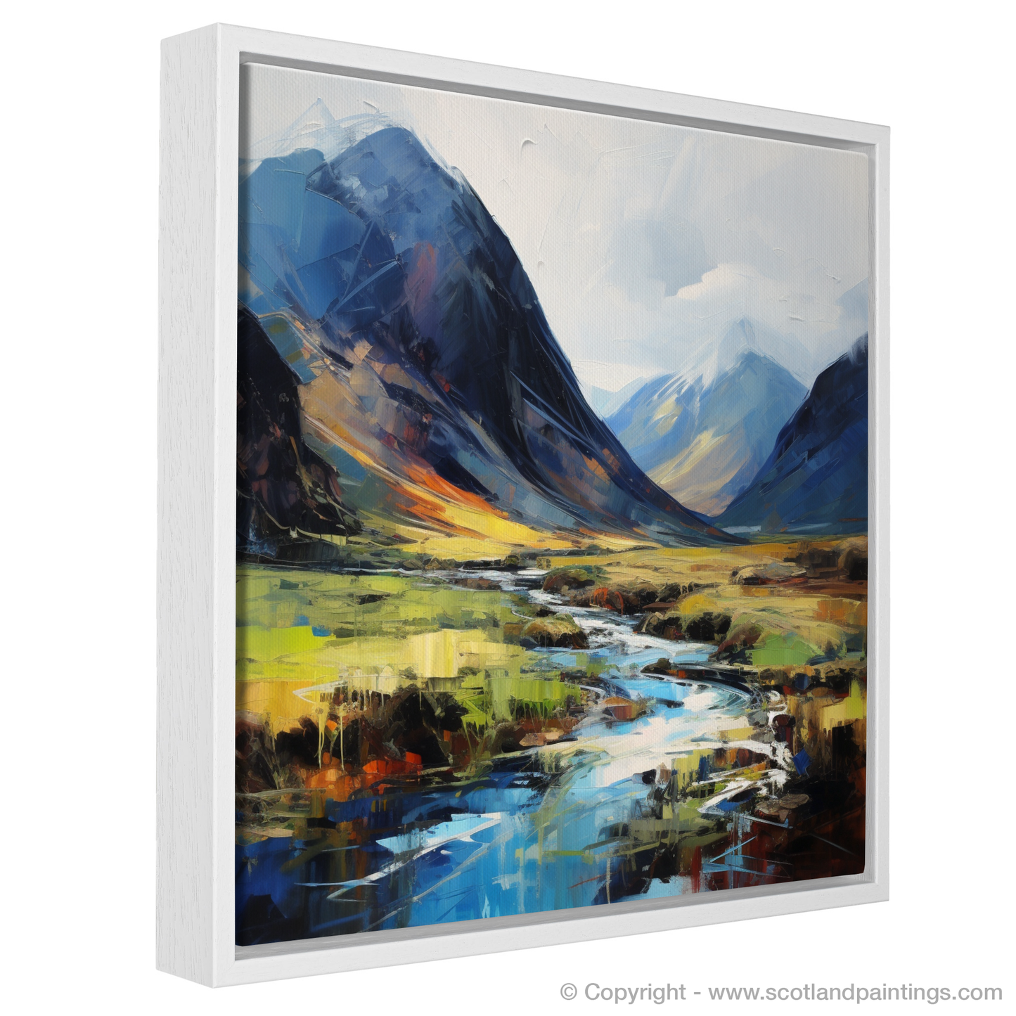 Painting and Art Print of Glen Coe, Highlands. Highland Majesty: An Expressionist Journey through Glen Coe.