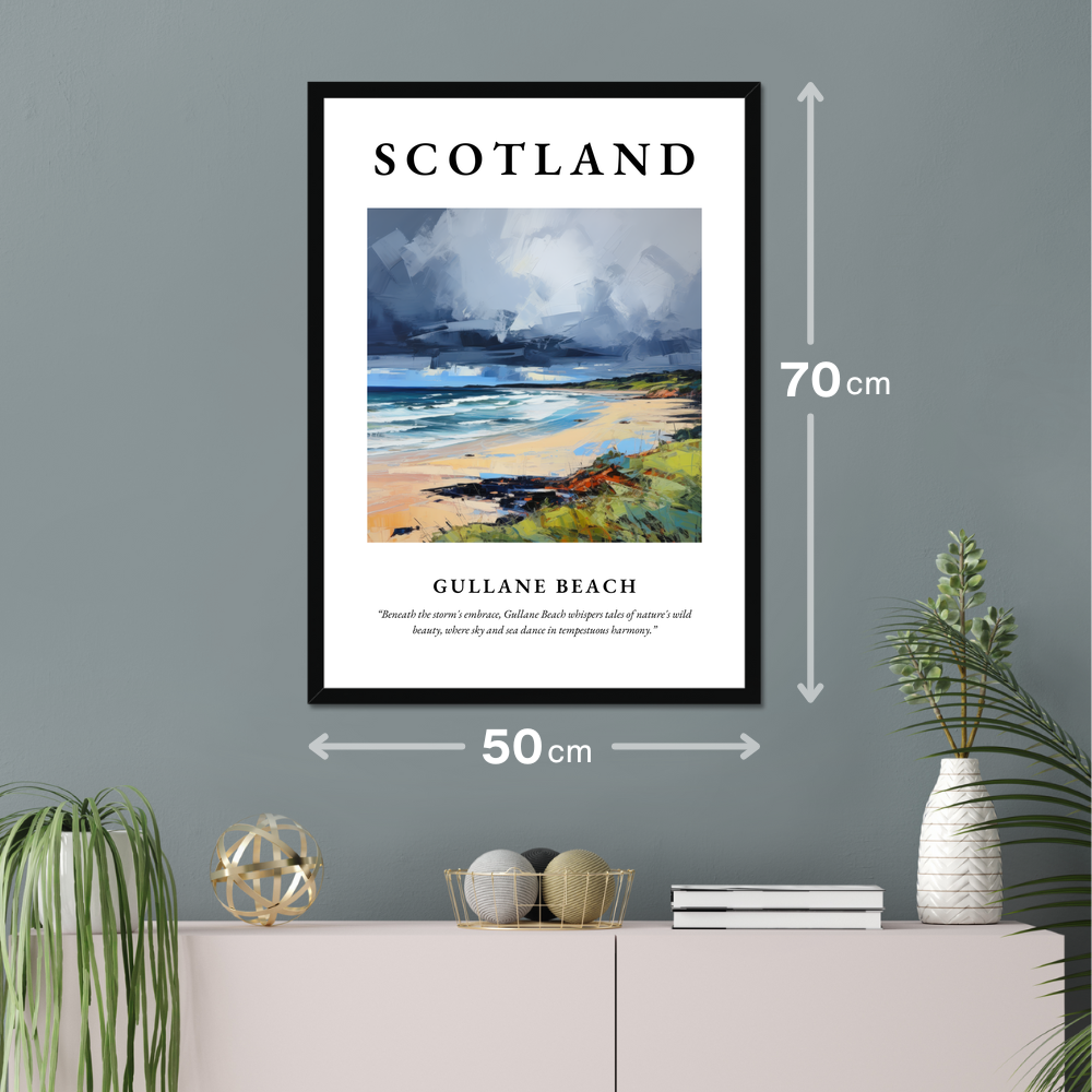 Poster of Gullane Beach hanging on a wall