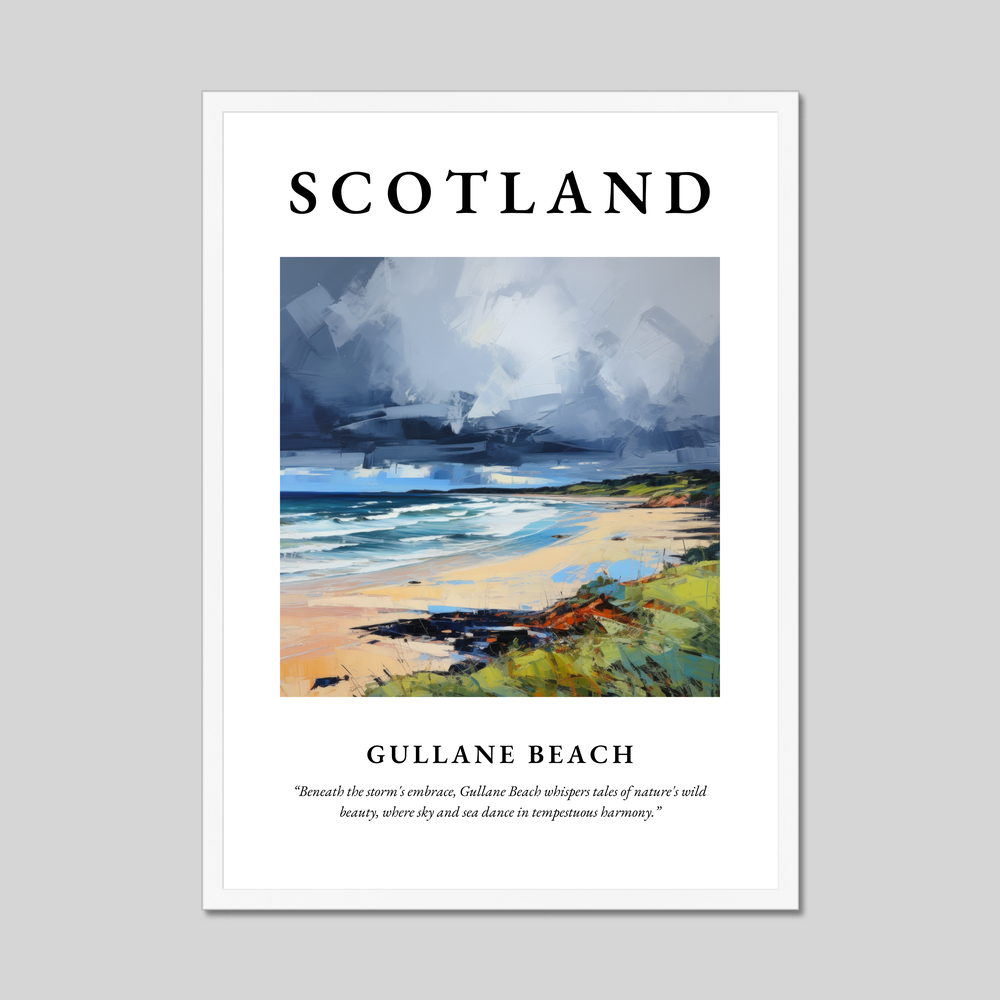 Poster in a white frame with the word Scotland