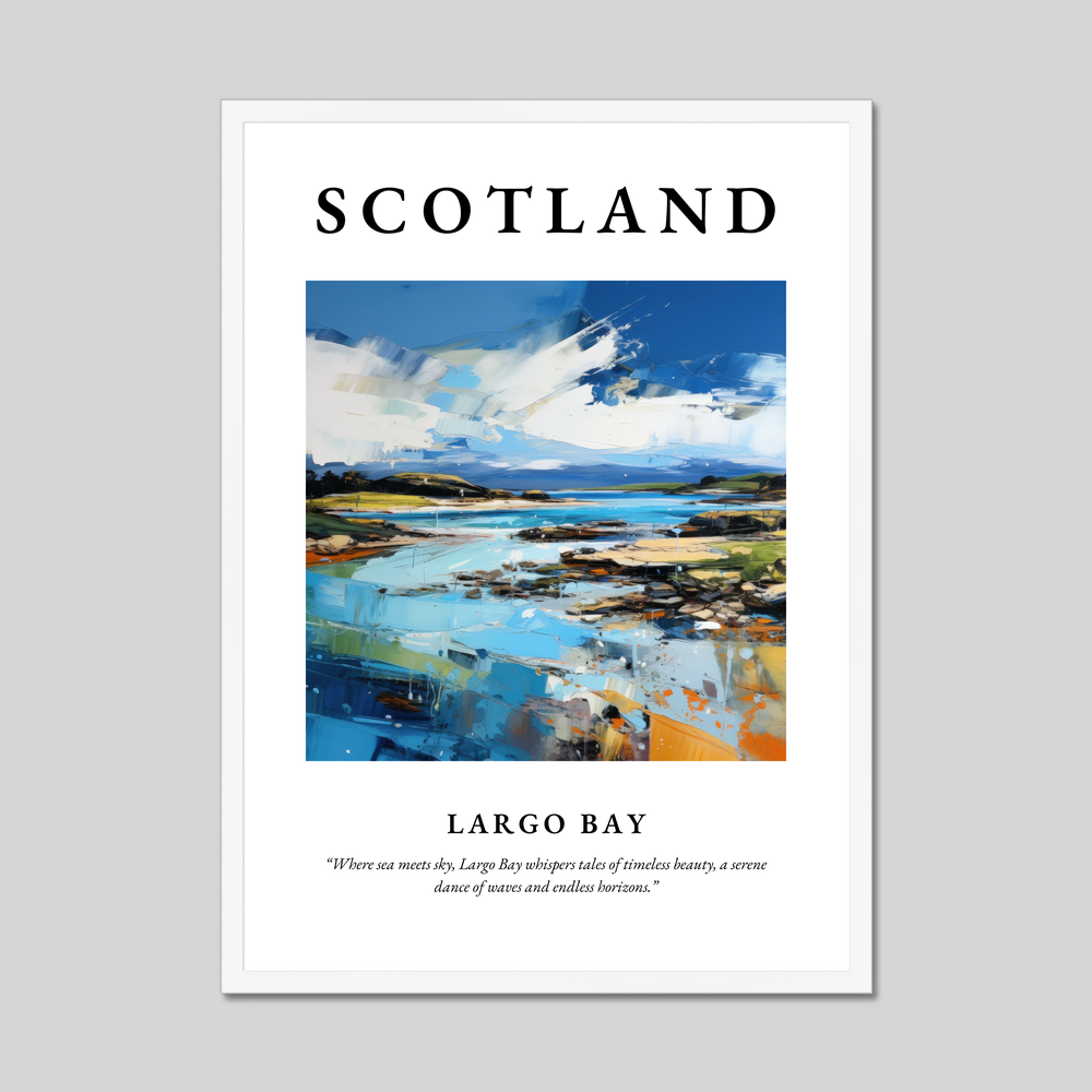 Poster in a white frame with the word Scotland