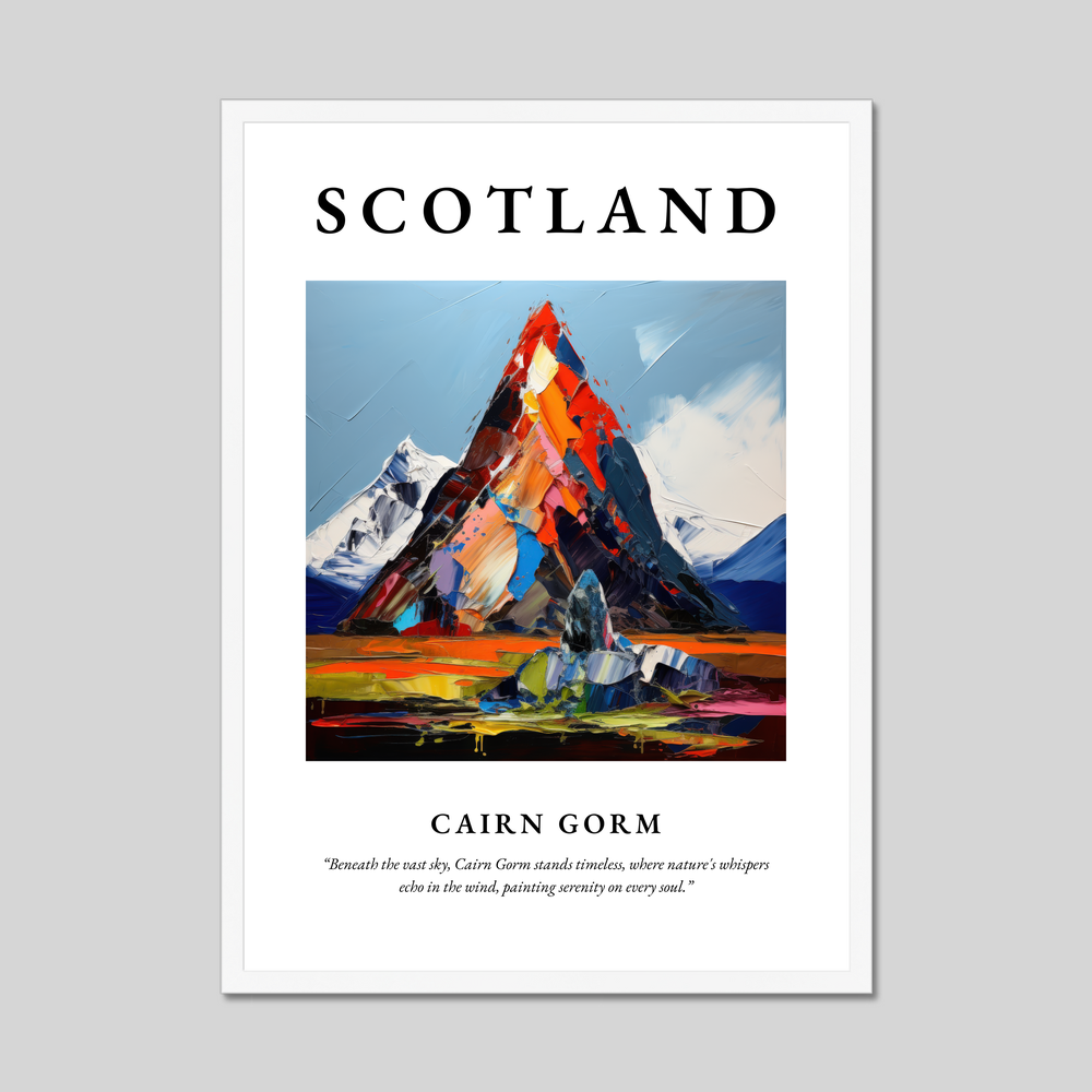 Poster in a white frame with the word Scotland