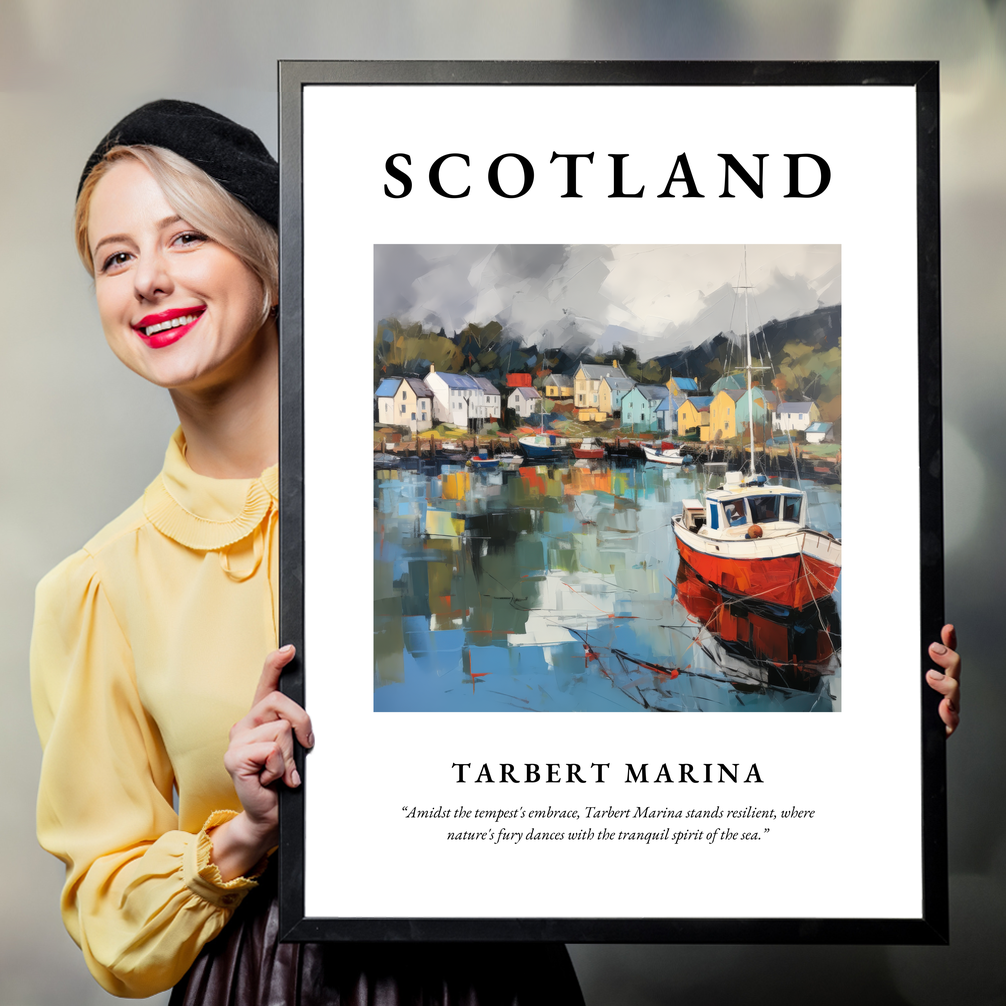 Person holding a poster of Tarbert Marina