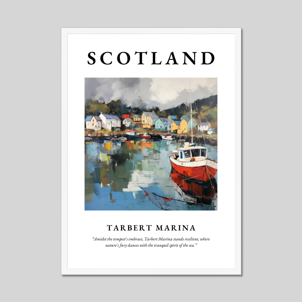 Poster in a white frame with the word Scotland