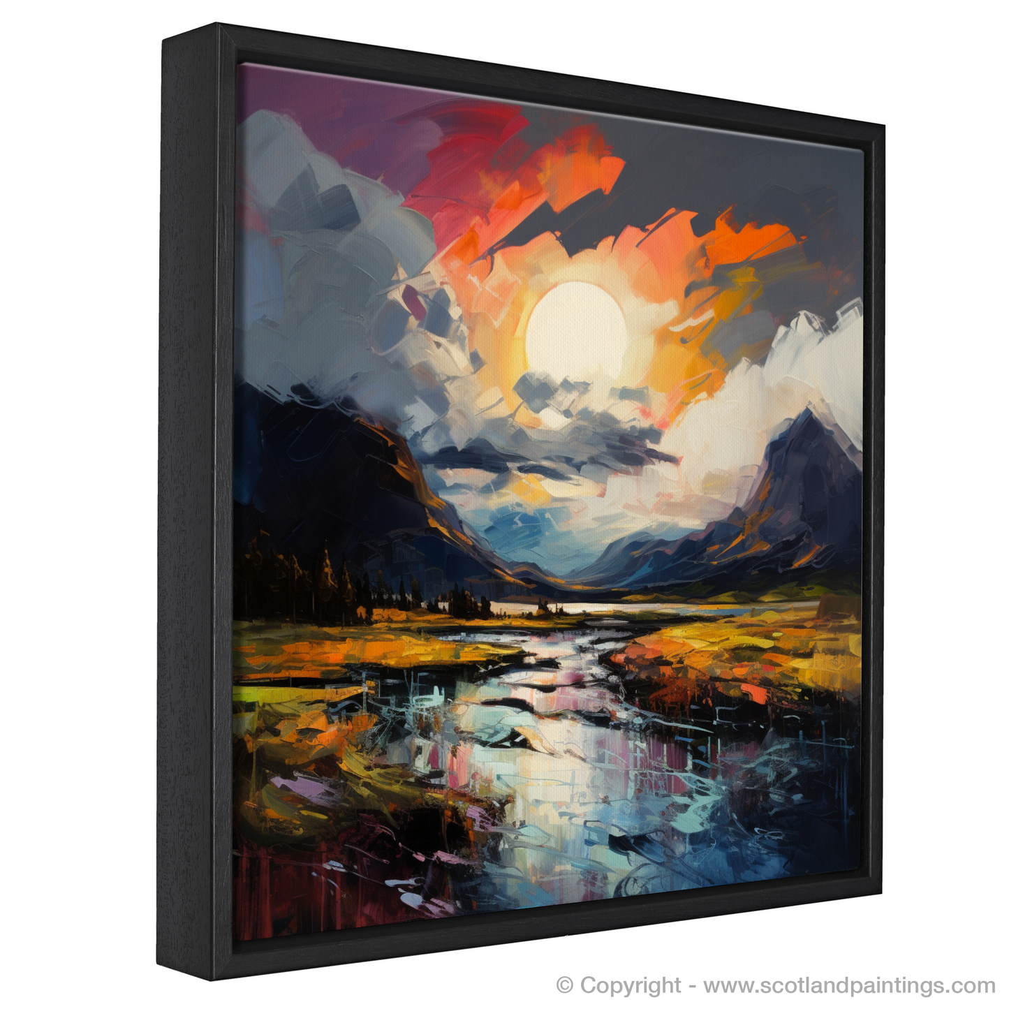 Painting and Art Print of Dramatic sky in Glencoe entitled "Dramatic Skies of Glencoe: An Expressionist Ode".