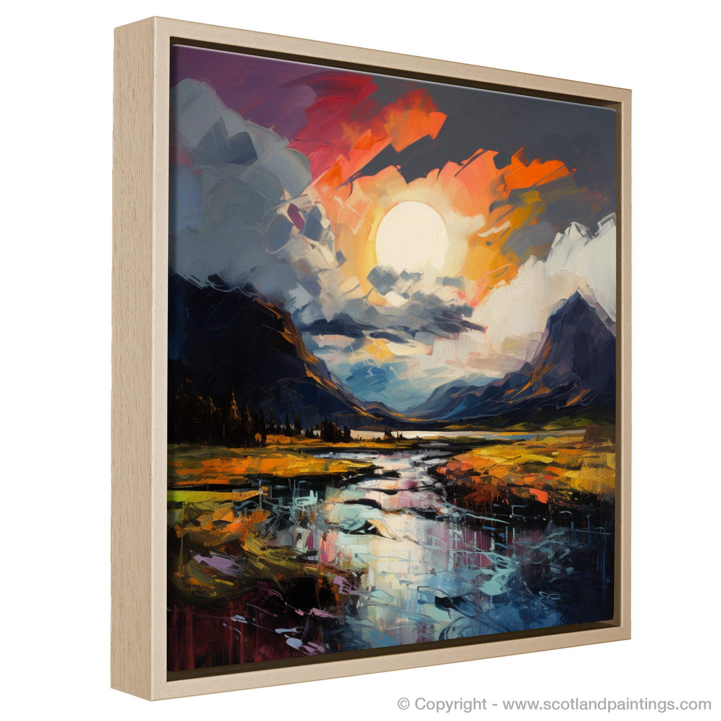 Painting and Art Print of Dramatic sky in Glencoe entitled "Dramatic Skies of Glencoe: An Expressionist Ode".