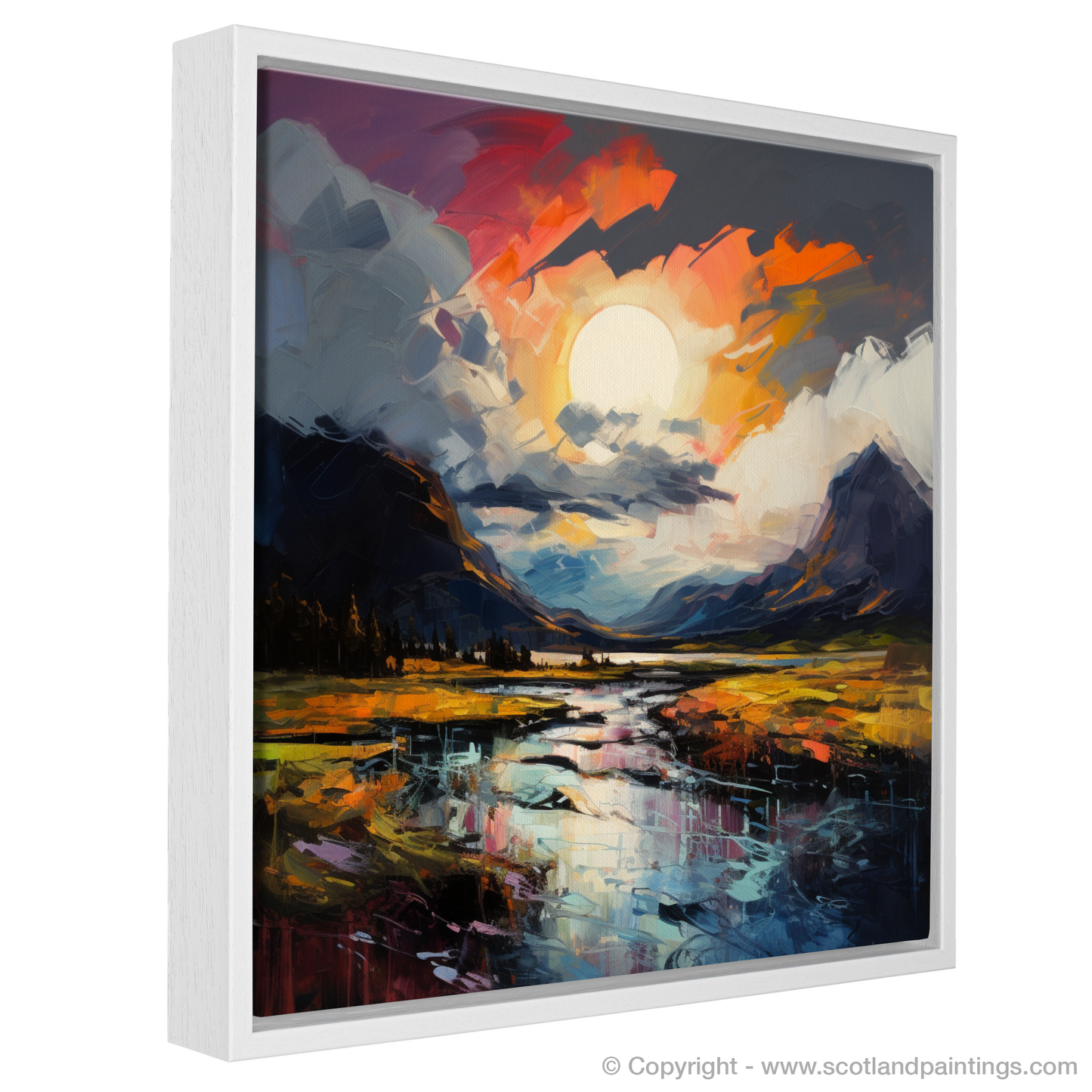 Painting and Art Print of Dramatic sky in Glencoe entitled "Dramatic Skies of Glencoe: An Expressionist Ode".