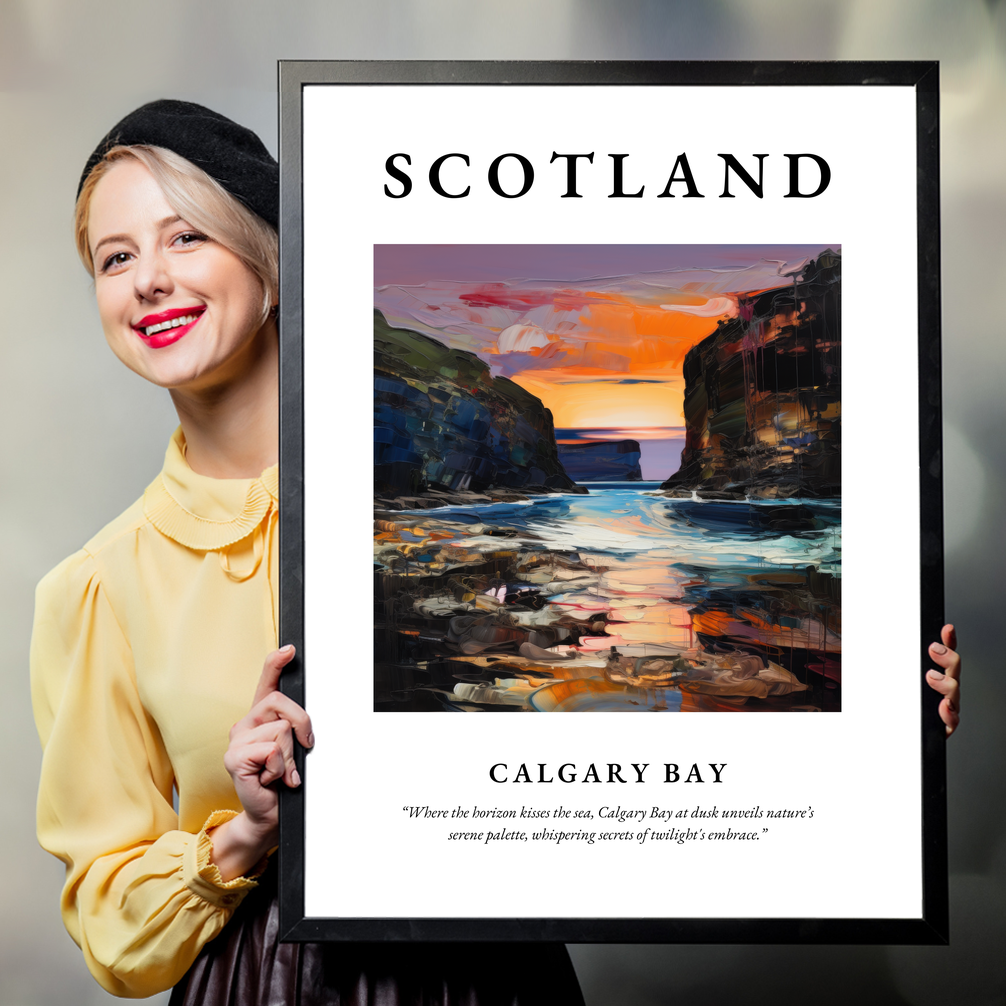 Person holding a poster of Calgary Bay