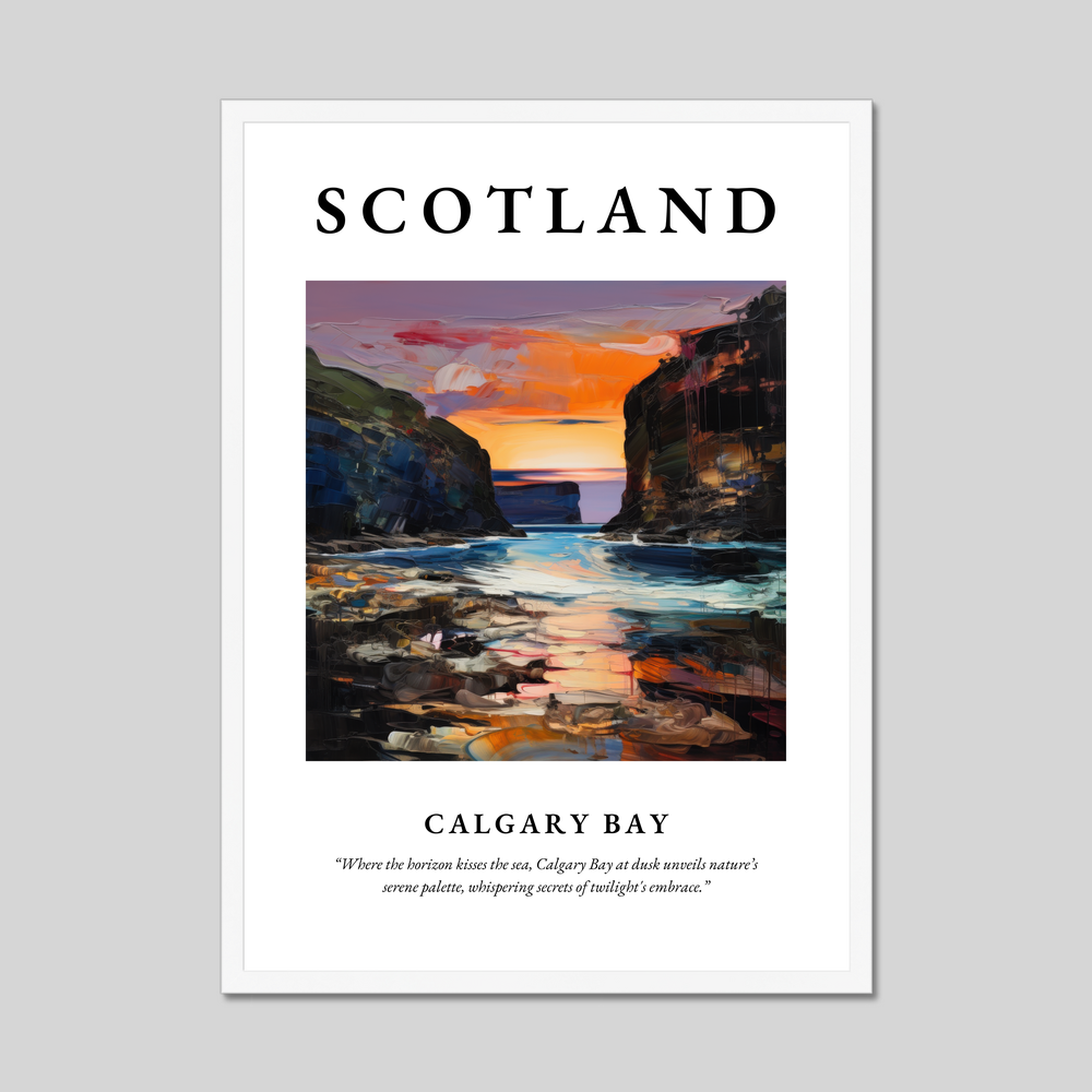 Poster in a white frame with the word Scotland