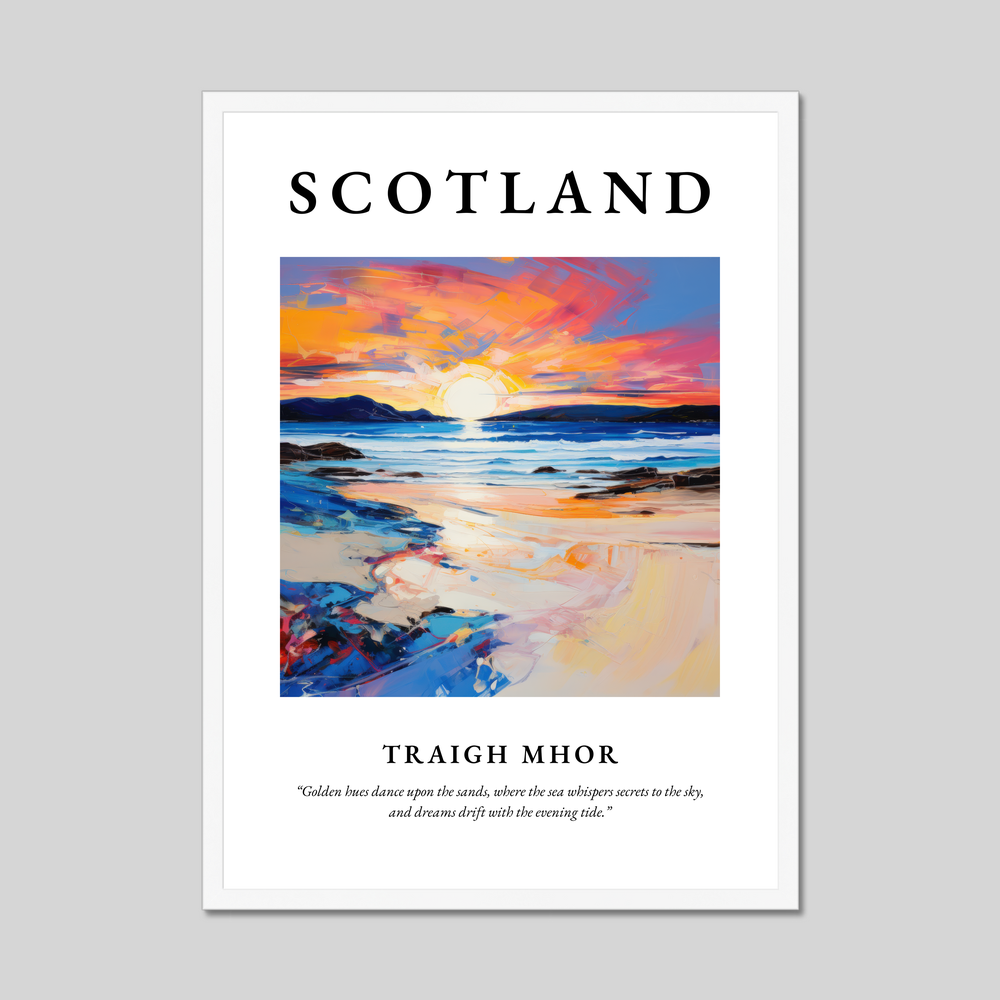 Poster in a white frame with the word Scotland
