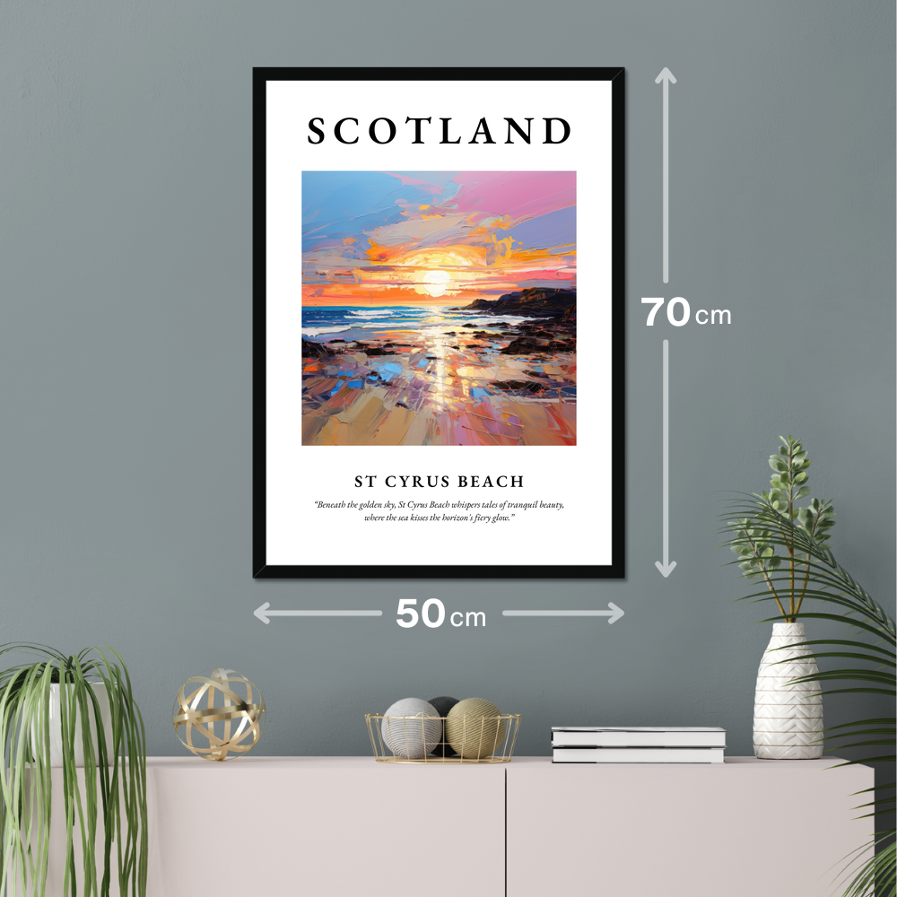 Poster of St Cyrus Beach hanging on a wall