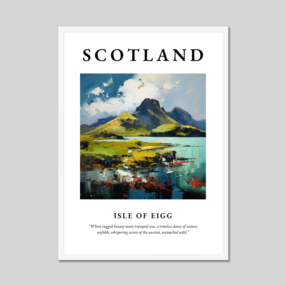 Poster in a white frame with the word Scotland