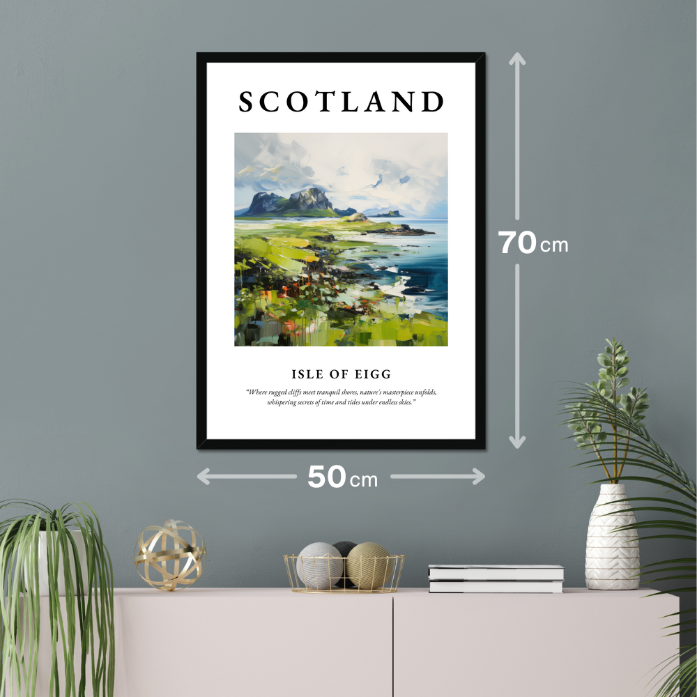 Poster of Isle of Eigg hanging on a wall