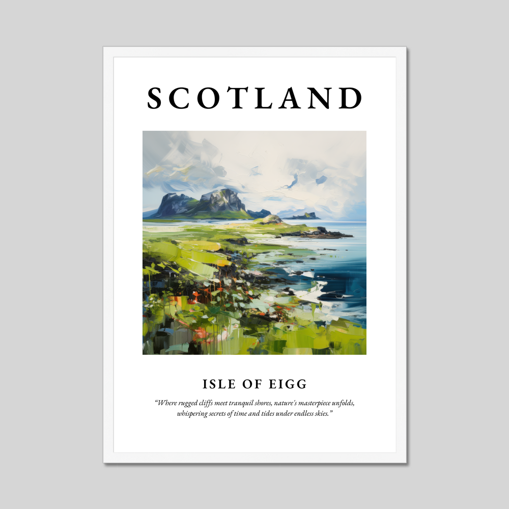 Poster in a white frame with the word Scotland