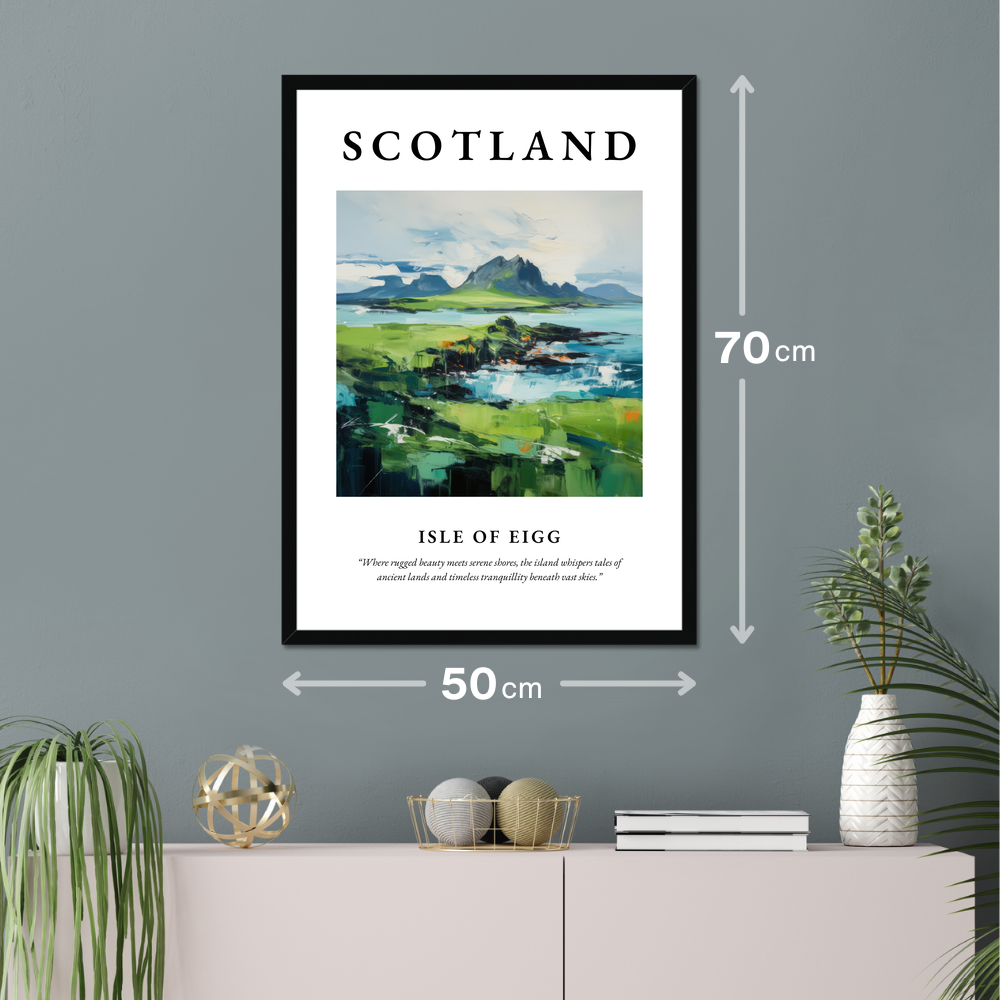 Poster of Isle of Eigg hanging on a wall