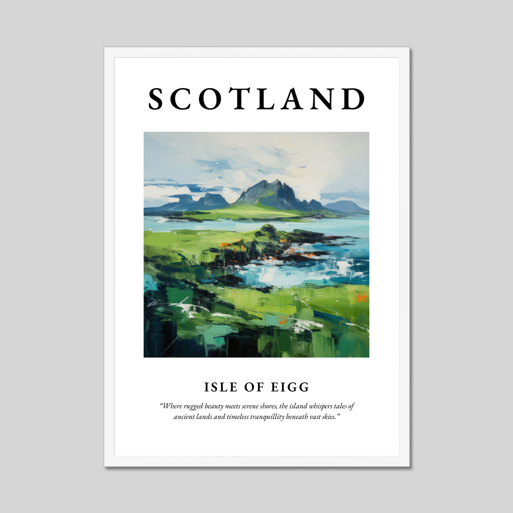 Poster in a white frame with the word Scotland