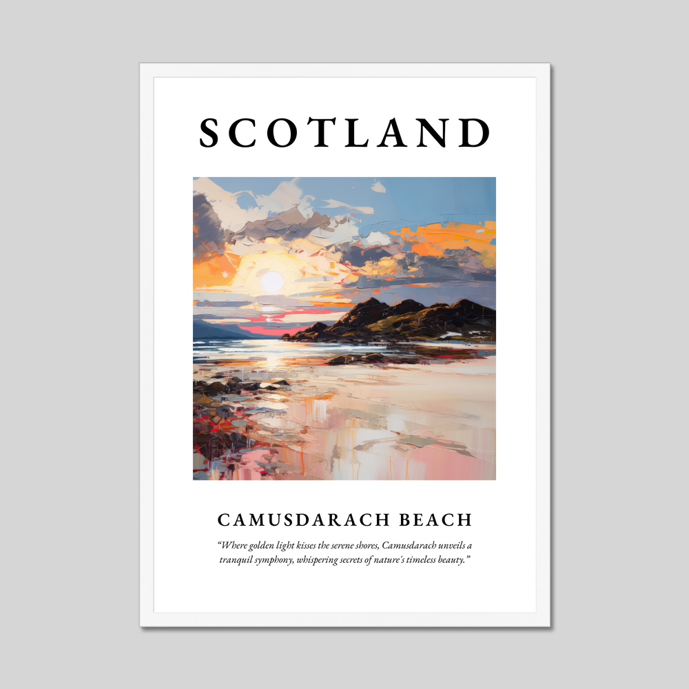 Poster in a white frame with the word Scotland