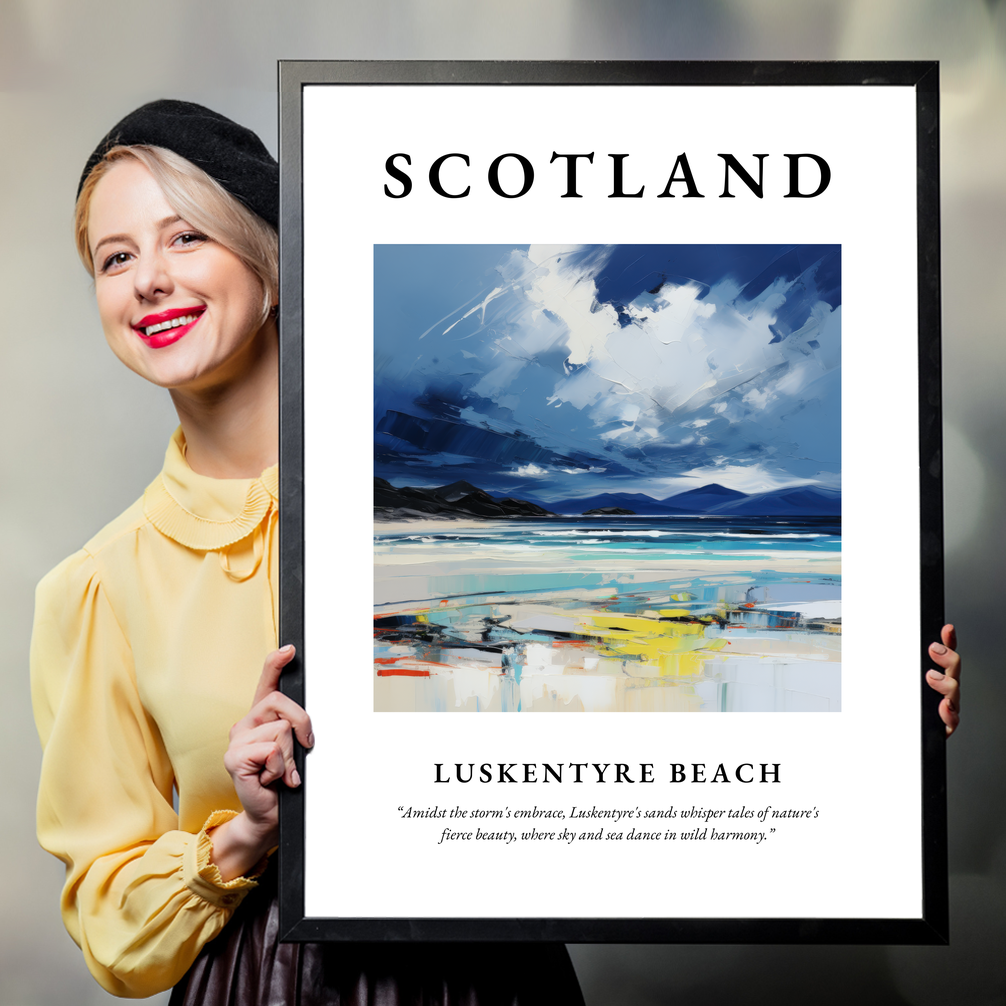 Person holding a poster of Luskentyre Beach