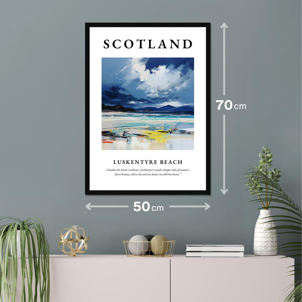 Poster of Luskentyre Beach hanging on a wall