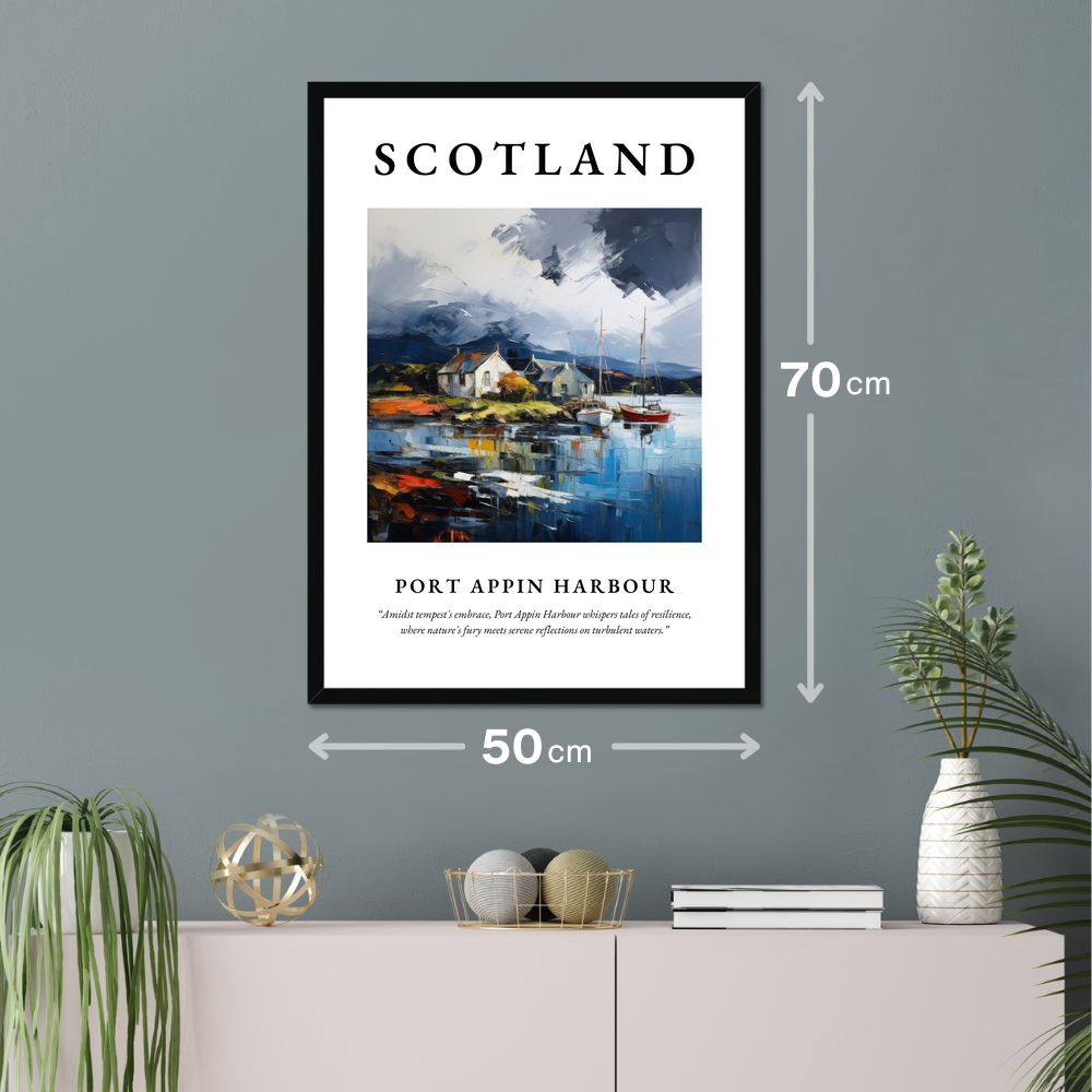 Poster of Port Appin Harbour hanging on a wall