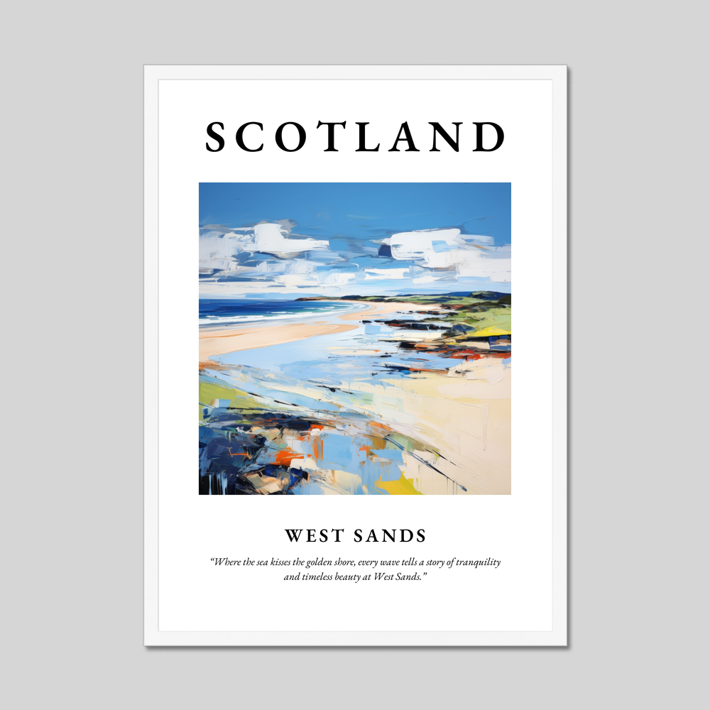 Poster in a white frame with the word Scotland