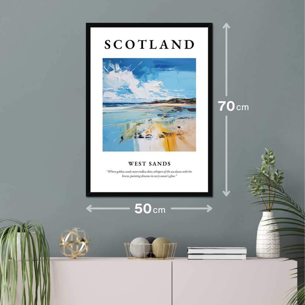 Poster of West Sands hanging on a wall