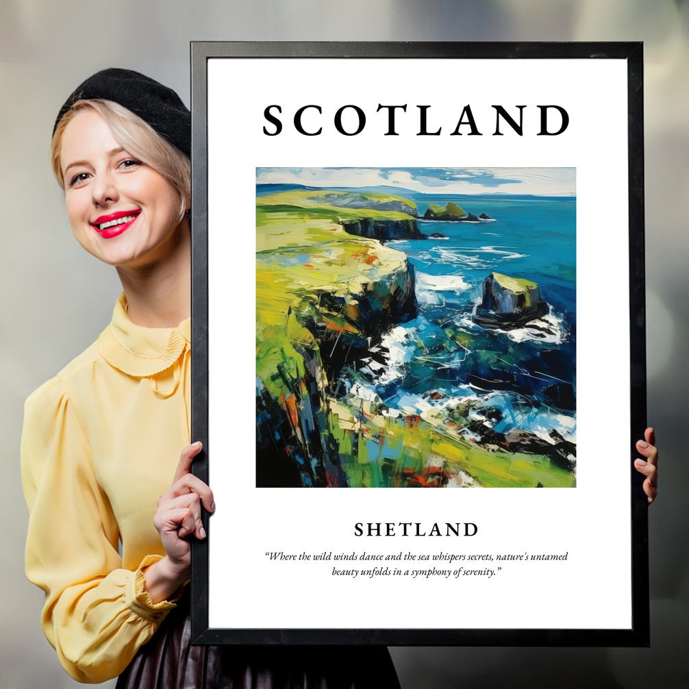 Person holding a poster of Shetland