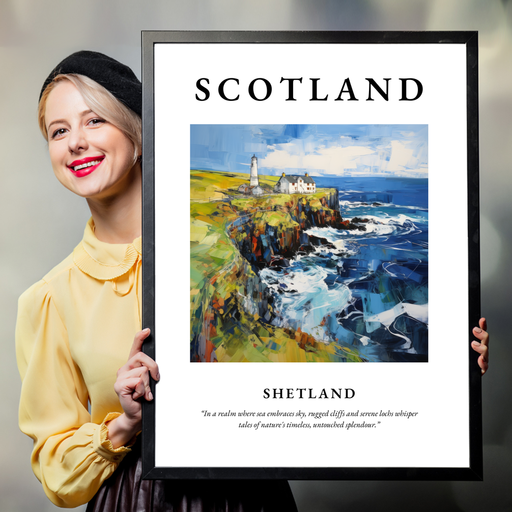 Person holding a poster of Shetland